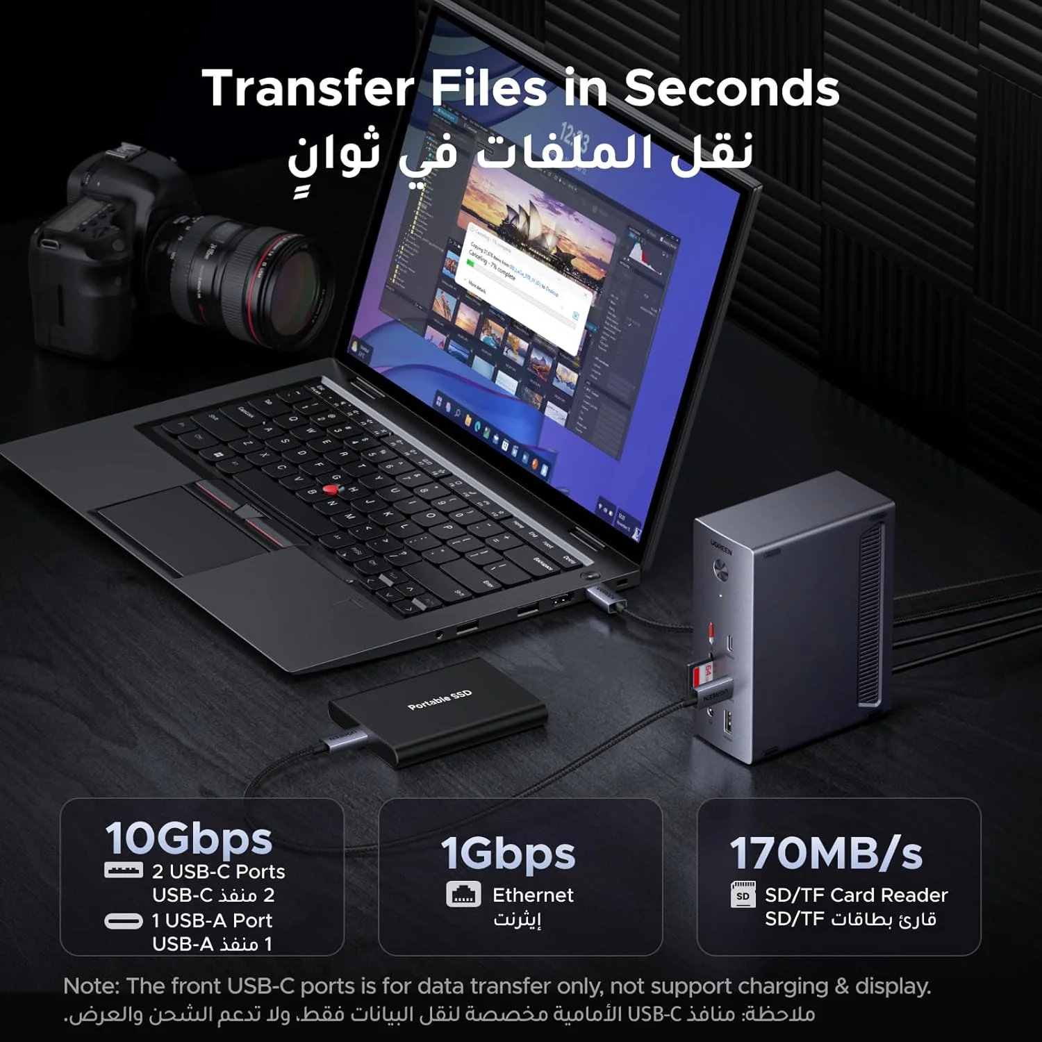 داک استیشن USB C یوگرین مدل Revodok Pro با 14 پورت، 3 خروجی مانیتور 2HDMI و DP با رزولوشن 8K DP/4K HDMI، پورت PD 100W، پورت USB 10Gbps، اترنت گیگابیتی، کارت خوان SD/TF با سرعت 170MB/s، خروجی صدا 3.5mm، کابل 90cm و آداپتور برق 140W داک استیشن USB C یوگرین مدل Revodok Pro با 14 پورت، 3 خروجی مانیتور 2HDMI و DP با رزولوشن 8K DP/4K HDMI، پورت PD 100W، پورت USB 10Gbps، اترنت گیگابیتی، کارت خوان SD/TF با سرعت 170MB/s، خروجی صدا 3.5mm، کابل 90cm و آداپتور برق 140W