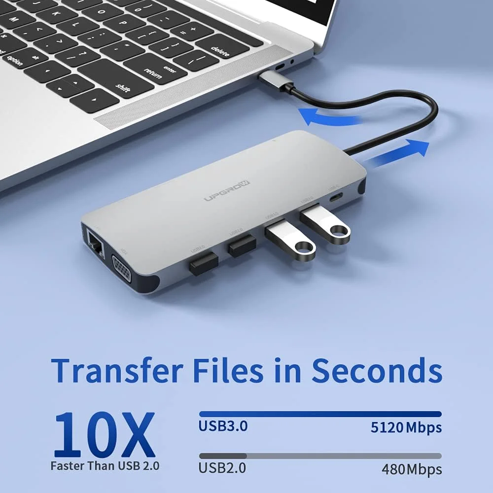 ایستگاه اتصال USB C آپگرو، آداپتور HDMI مک بوک 13 در 1 هاب Type-C با 4K HDMI، VGA، USB 3.0 و 2.0، USB C/F، شارژر PD، SD/TF، RJ45، Aux، اسپلیتر آداپتور اترنت USB C برای اکثر لپتاپهای Type C ایستگاه اتصال USB C آپگرو، آداپتور HDMI مک بوک 13 در 1 هاب Type-C با 4K HDMI، VGA، USB 3.0 و 2.0، USB C/F، شارژر PD، SD/TF، RJ45، Aux، اسپلیتر آداپتور اترنت USB C برای اکثر لپتاپهای Type C