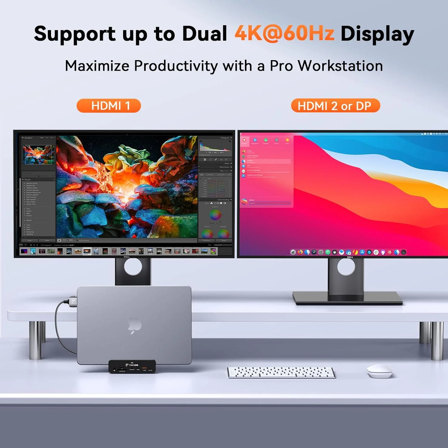 داک استیشن 18 در 2 توبن وان برای مک بوک، دو مانیتور 4K با نرخ 60 هرتز، آداپتور برق 150 وات، شارژ 20 وات، داک استیشن USB C با 2 پورت HDMI و DP، 7 پورت USB، اترنت 2.5 گیگابیتی، 2 پورت صدا، پایه داک برای مک بوک پرو 1 داک استیشن 18 در 2 توبن وان برای مک بوک، دو مانیتور 4K با نرخ 60 هرتز، آداپتور برق 150 وات، شارژ 20 وات، داک استیشن USB C با 2 پورت HDMI و DP، 7 پورت USB، اترنت 2.5 گیگابیتی، 2 پورت صدا، پایه داک برای مک بوک پرو 1