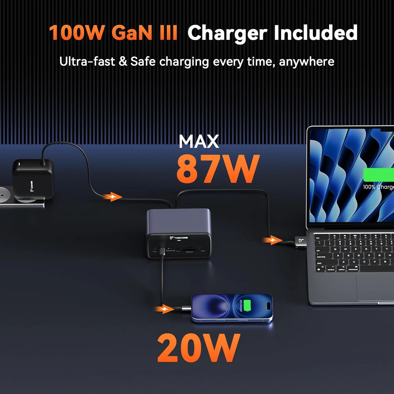 داک استیشن توبن وان مک بوک، داک استیشن USB C شانزده در دو با دو پورت HDMI، هفت پورت USB، منبع تغذیه GaN ۱۰۰ واتی و شارژ ۲۰ واتی، اترنت ۲.۵ گیگابیتی، برای خانه و محل کار داک استیشن توبن وان مک بوک، داک استیشن USB C شانزده در دو با دو پورت HDMI، هفت پورت USB، منبع تغذیه GaN ۱۰۰ واتی و شارژ ۲۰ واتی، اترنت ۲.۵ گیگابیتی، برای خانه و محل کار