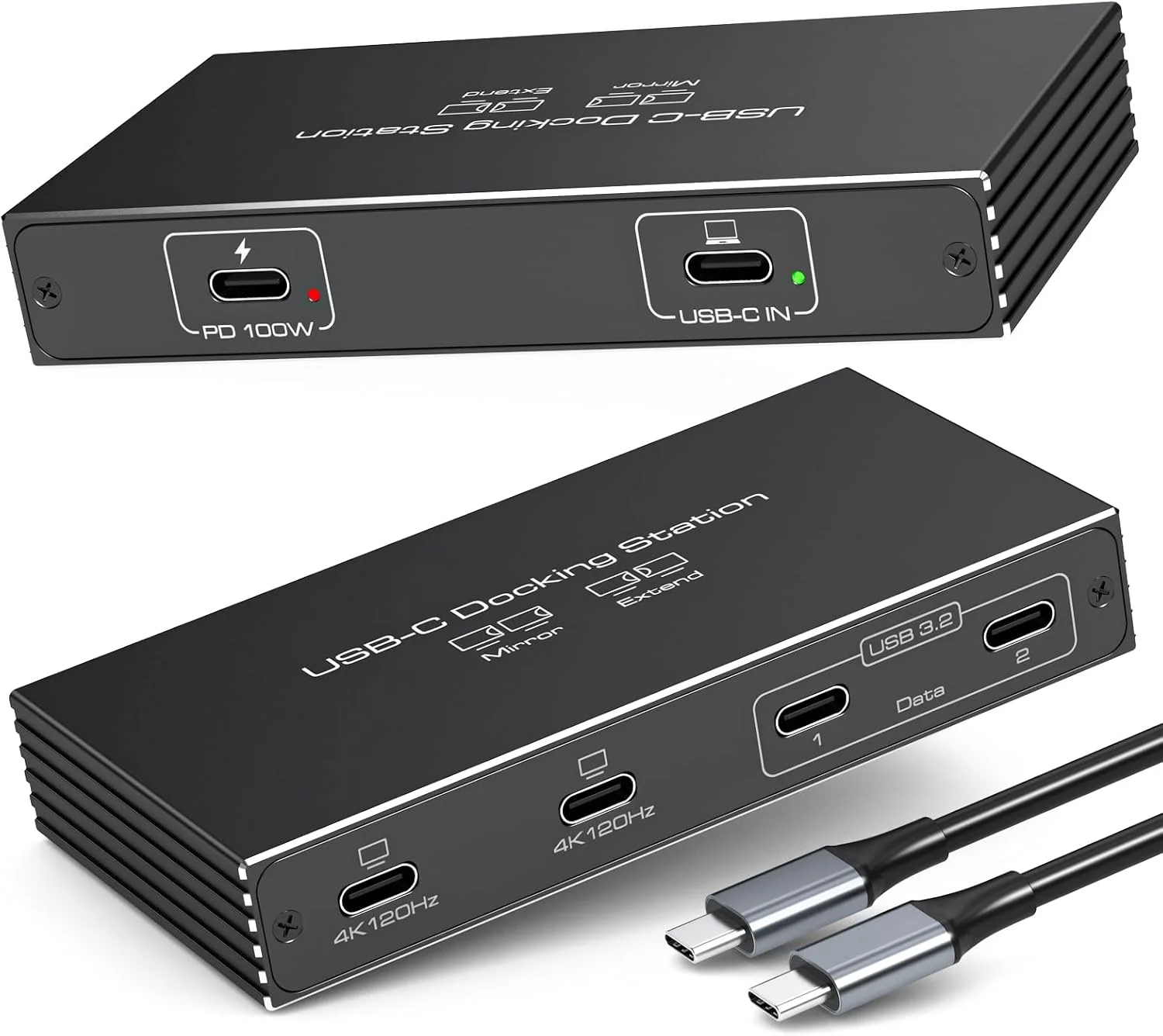 اسپلیتر USB C مدل TJCXELE برای داک استیشن به مانیتور دوتایی 4K120Hz، 6 در 1، مانیتور دوتایی 100W PD، پورت های داده USB C 10Gbps، اسپلیتر 1 ورودی 4 خروجی برای دل/اچ پی/مک بوک و سایر لپ تاپ ها