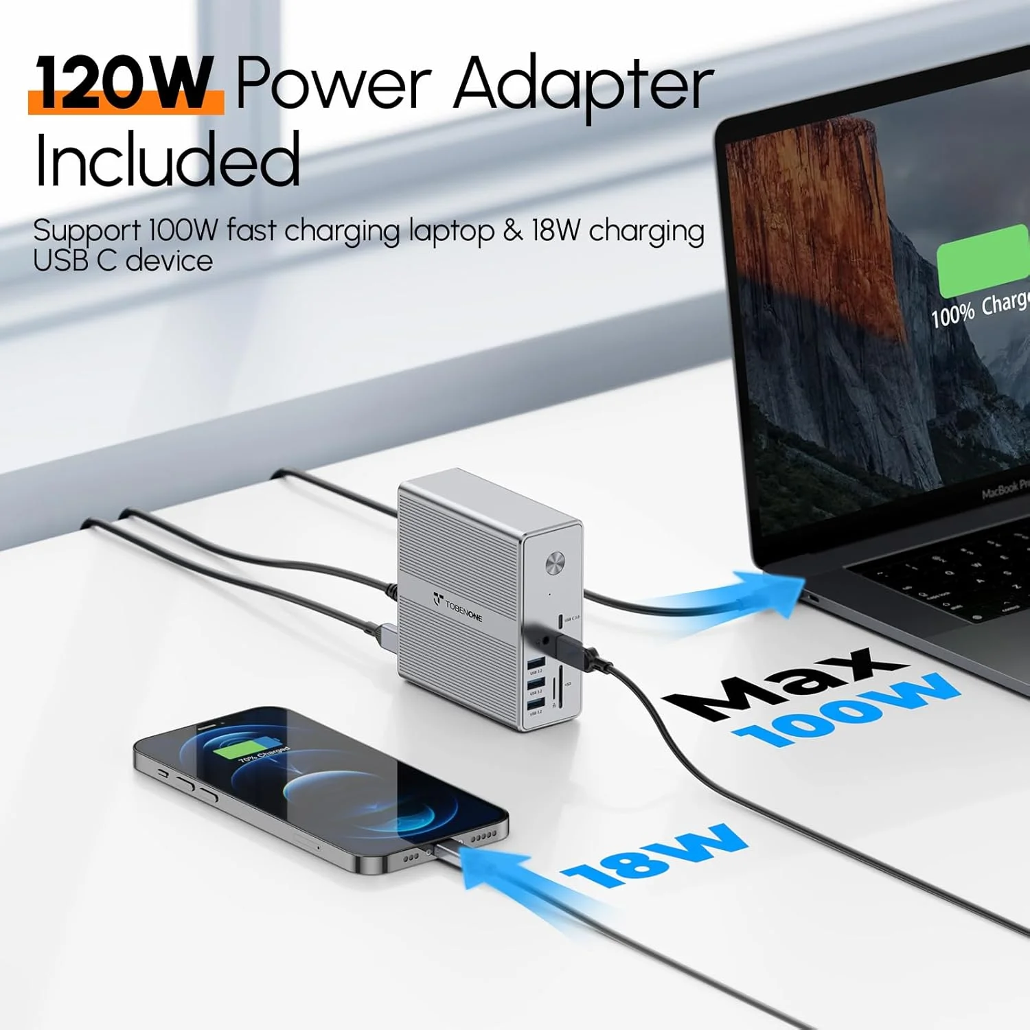 داک استیشن DisplayLink TobenONE با آداپتور برق 120 واتی UK، نمایشگر سه گانه 4K برای MacBook Pro/Air، Thunderbolt 5/4/3، USB-C Windows (3X HDMI 3X DisplayPort 2xUSB-C 4xUSB 3.2 SD/TF) داک استیشن DisplayLink TobenONE با آداپتور برق 120 واتی UK، نمایشگر سه گانه 4K برای MacBook Pro/Air، Thunderbolt 5/4/3، USB-C Windows (3X HDMI 3X DisplayPort 2xUSB-C 4xUSB 3.2 SD/TF)