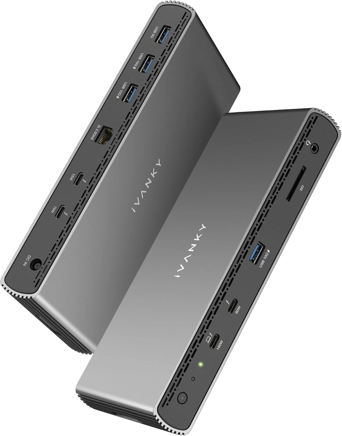 ایستگاه اتصال iVANKY Thunderbolt 5 FusionDock Pro 2، داکینگ استیشن دوگانه 6K@60Hz برای مک‌بوک‌های M1/M2/M3/M4 Pro/Max، نمایشگر سه‌گانه 4K@144Hz برای ویندوز/کروم TB5، آداپتور برق 180 واتی، 2.5GbE، 120 گیگابیت بر ثانیه، SD 4.0
