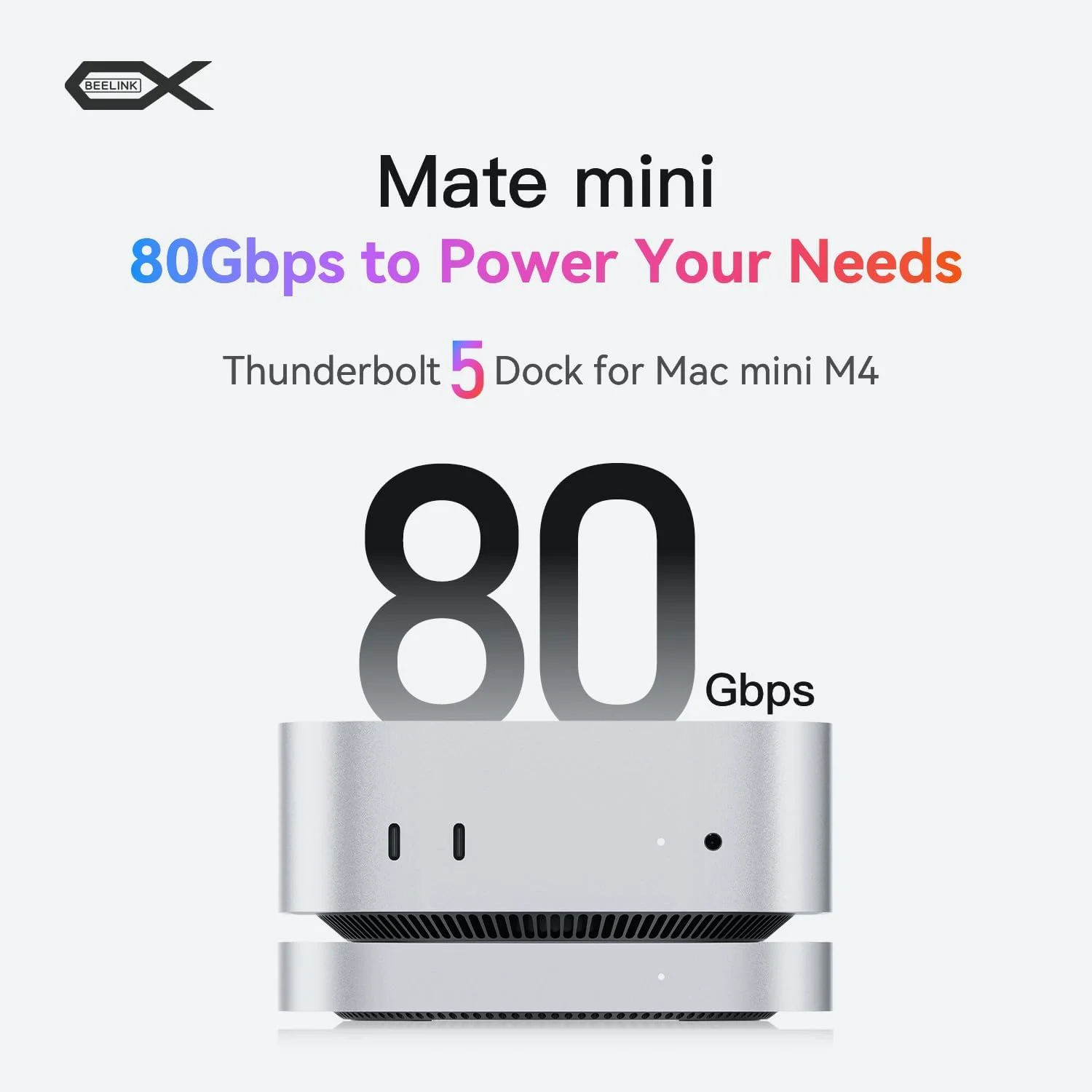 داک Mate Mini-A برای مک مینی M4، استند آلیاژ آلومینیوم تاندربولت 5 با سرعت 80 گیگابیت بر ثانیه با دو اسلات M.2 PCle SSD با ظرفیت 8 ترابایت (2 * 4 ترابایت)، دارای پورت‌های تاندربولت 5*1، USB-A 3.0 * 2، LAN 2.5G * 1، SD4.0 * 1، Type-C(PD3.0)*1 - تصویر 2