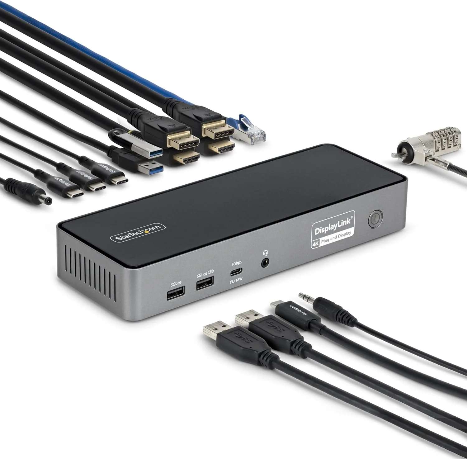 داک استیشن USB-C سه مانیتوره StarTech.com، داک شارژ لپ تاپ 140 واتی برای مک بوک پرو و ویندوز، 4K 60 هرتز، TAA داک استیشن USB-C سه مانیتوره StarTech.com، داک شارژ لپ تاپ 140 واتی برای مک بوک پرو و ویندوز، 4K 60 هرتز، TAA