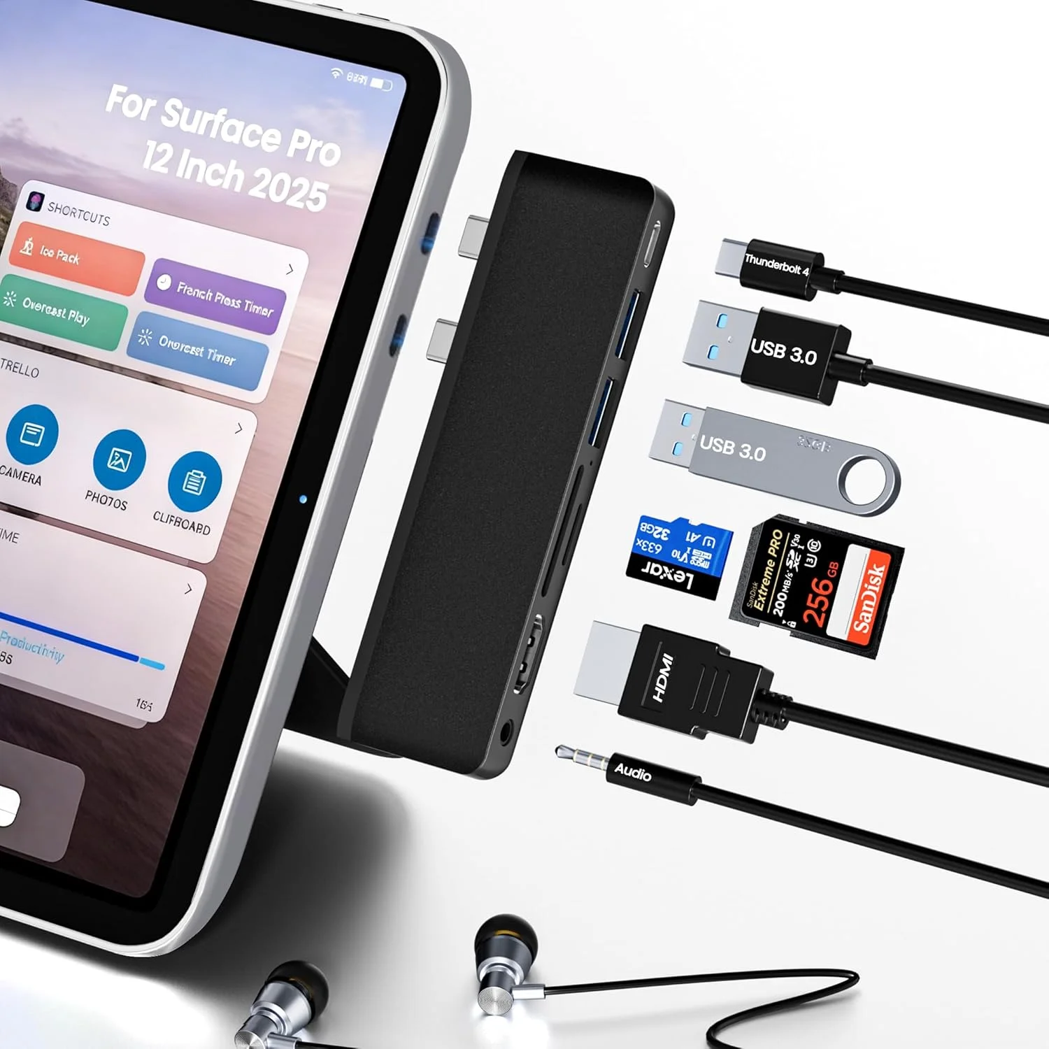 هاب داکینگ استیشن سرفیس پرو 12، لوازم جانبی سرفیس پرو 12 با پورت های 4K HDMI، USB-C تاندربولت 4 (ویدئو 4K60Hz + دیتا + 100W PD)، 3.5mm صدا، SD/TF، 2 پورت USB 3.0 برای مایکروسافت سرفیس پرو 12 اینچ 2025 هاب داکینگ استیشن سرفیس پرو 12، لوازم جانبی سرفیس پرو 12 با پورت های 4K HDMI، USB-C تاندربولت 4 (ویدئو 4K60Hz + دیتا + 100W PD)، 3.5mm صدا، SD/TF، 2 پورت USB 3.0 برای مایکروسافت سرفیس پرو 12 اینچ 2025