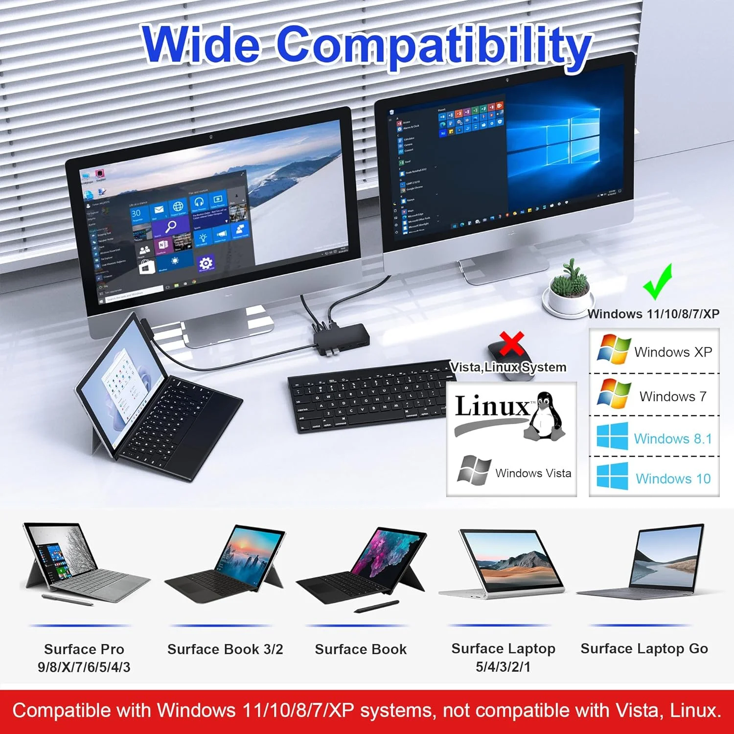 داک سرفیس با قابلیت اتصال سه نمایشگر، ایستگاه اتصال 12 در 1 مایکروسافت سرفیس با 2 پورت HDMI+VGA+Ethernet برای سرفیس پرو 10/9/8/X/7/6/5/4/3، سرفیس لپ تاپ 5/4/3/2/1، سرفیس لپ تاپ گو 3/2/1، سرفیس بوک 3/2/1 داک سرفیس با قابلیت اتصال سه نمایشگر، ایستگاه اتصال 12 در 1 مایکروسافت سرفیس با 2 پورت HDMI+VGA+Ethernet برای سرفیس پرو 10/9/8/X/7/6/5/4/3، سرفیس لپ تاپ 5/4/3/2/1، سرفیس لپ تاپ گو 3/2/1، سرفیس بوک 3/2/1