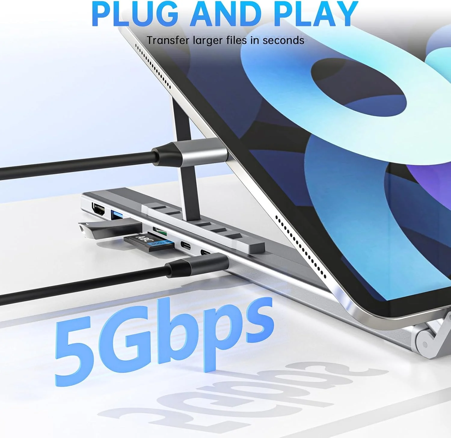 پایه لپتاپ داکینگ استیشن USB-C، هاب تاشو توسعه 8 در 1 USB C با HDMI 4K، USB 3.0، PD 100W، کارت SD/TF، داک استیشن جهانی برای MacBook/MacBook Pro/MacBook Air پایه لپتاپ داکینگ استیشن USB-C، هاب تاشو توسعه 8 در 1 USB C با HDMI 4K، USB 3.0، PD 100W، کارت SD/TF، داک استیشن جهانی برای MacBook/MacBook Pro/MacBook Air