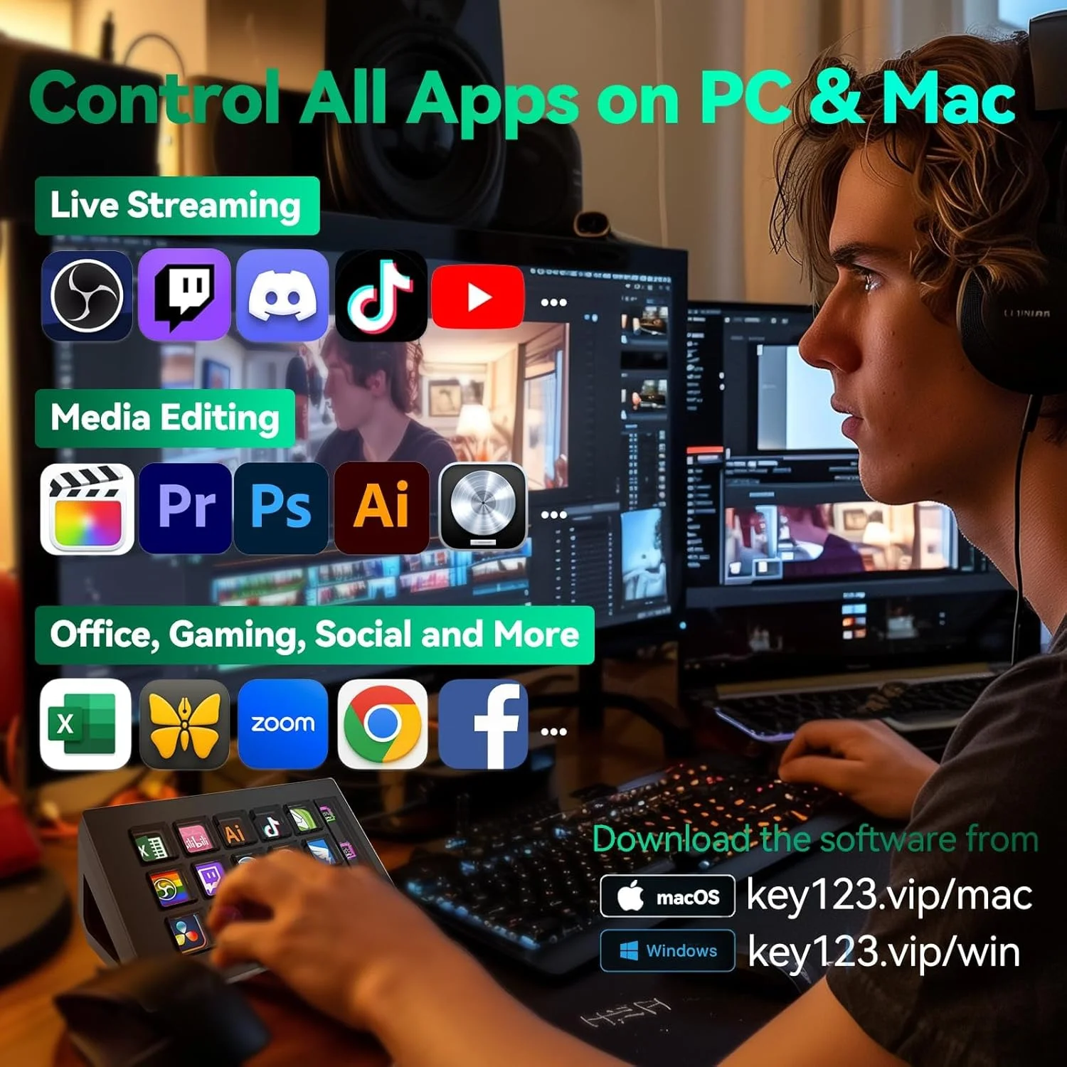 دسک استریم اسلیم - دک استیم برای کامپیوتر و مک، کنترلر استریم سیمی برای تولیدکنندگان محتوا و گیمرها، کیبورد ماکرو قابل برنامه ریزی، لوازم جانبی راه اندازی استریم و گیمینگ، تریگر سریع برای OBS Studio و یوتیوب دسک استریم اسلیم - دک استیم برای کامپیوتر و مک، کنترلر استریم سیمی برای تولیدکنندگان محتوا و گیمرها، کیبورد ماکرو قابل برنامه ریزی، لوازم جانبی راه اندازی استریم و گیمینگ، تریگر سریع برای OBS Studio و یوتیوب