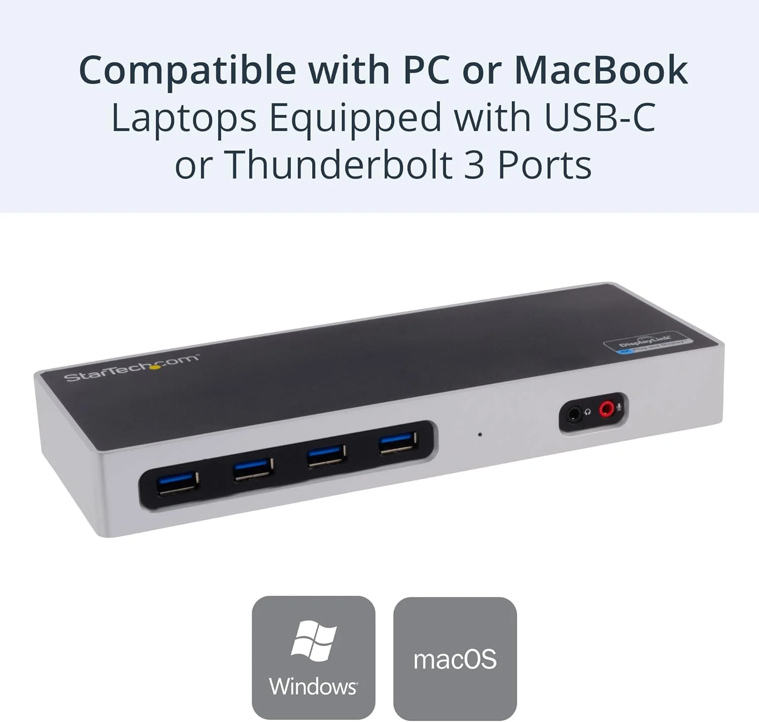 داک USB-C و USB-A استار تک - داک مانیتور دوگانه 4K 60Hz DisplayPort + HDMI - ایستگاه داکینگ هیبریدی USB 3.0 برای لپ تاپ های USB-C/USB-A - 6 پورت USB Type A، GbE - USB 3.1 Gen 1 - Mac/Windows (DK30A2DH) داک USB-C و USB-A استار تک - داک مانیتور دوگانه 4K 60Hz DisplayPort + HDMI - ایستگاه داکینگ هیبریدی USB 3.0 برای لپ تاپ های USB-C/USB-A - 6 پورت USB Type A، GbE - USB 3.1 Gen 1 - Mac/Windows (DK30A2DH)