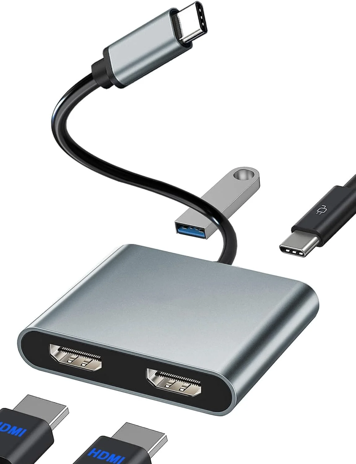 آداپتور USB C به دو HDMI، اسپلیتر USB C برای 2 مانیتور با نمایشگر توسعه یافته، هاب HDMI Type C ایستگاه داکینگ مانیتورهای چندگانه برای لپ تاپ/مانیتور سازگار با Thunderbolt آداپتور USB C به دو HDMI، اسپلیتر USB C برای 2 مانیتور با نمایشگر توسعه یافته، هاب HDMI Type C ایستگاه داکینگ مانیتورهای چندگانه برای لپ تاپ/مانیتور سازگار با Thunderbolt