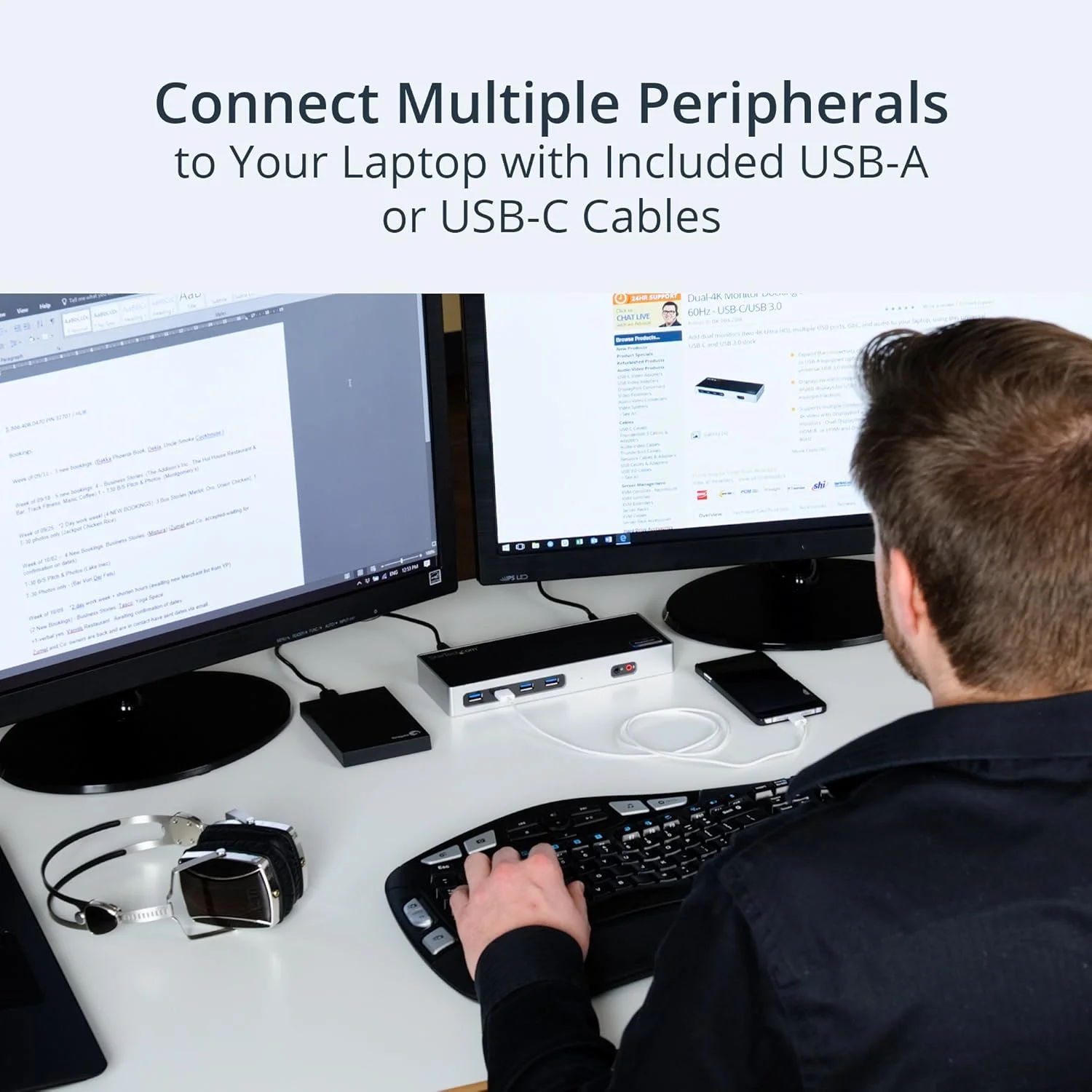 داک USB-C و USB-A استار تک - داک مانیتور دوگانه 4K 60Hz DisplayPort + HDMI - ایستگاه داکینگ هیبریدی USB 3.0 برای لپ تاپ های USB-C/USB-A - 6 پورت USB Type A، GbE - USB 3.1 Gen 1 - Mac/Windows (DK30A2DH) داک USB-C و USB-A استار تک - داک مانیتور دوگانه 4K 60Hz DisplayPort + HDMI - ایستگاه داکینگ هیبریدی USB 3.0 برای لپ تاپ های USB-C/USB-A - 6 پورت USB Type A، GbE - USB 3.1 Gen 1 - Mac/Windows (DK30A2DH)