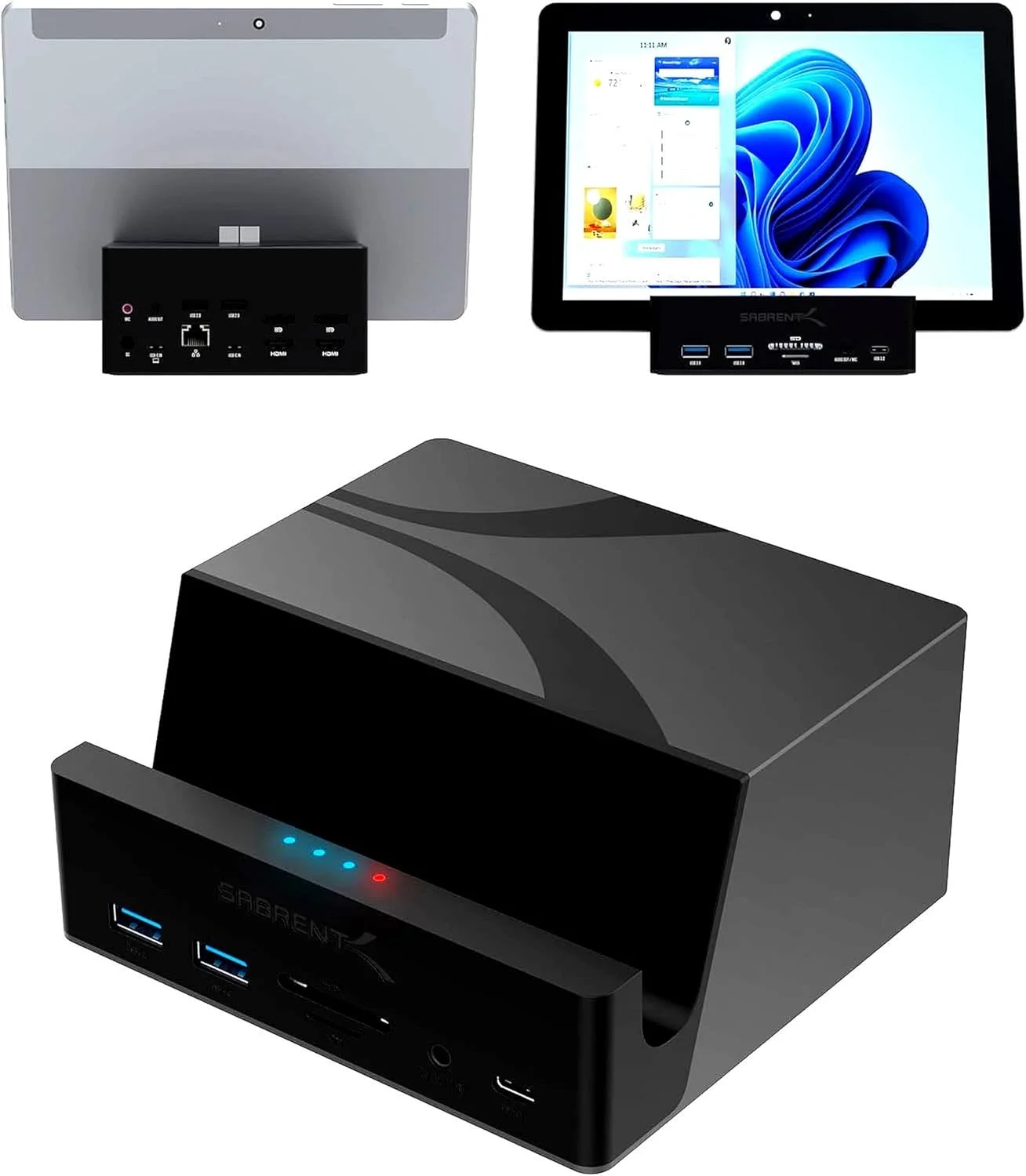 ایستگاه اتصال جهانی لپ‌تاپ SABRENT USB-C، داک نمایشگر دوگانه Displaylink برای لپ‌تاپ‌ها، Ultrabookها، Chromebookها، MacBookها، iPadها، تبلت‌ها و تلفن‌های هوشمند (DS-UICA)