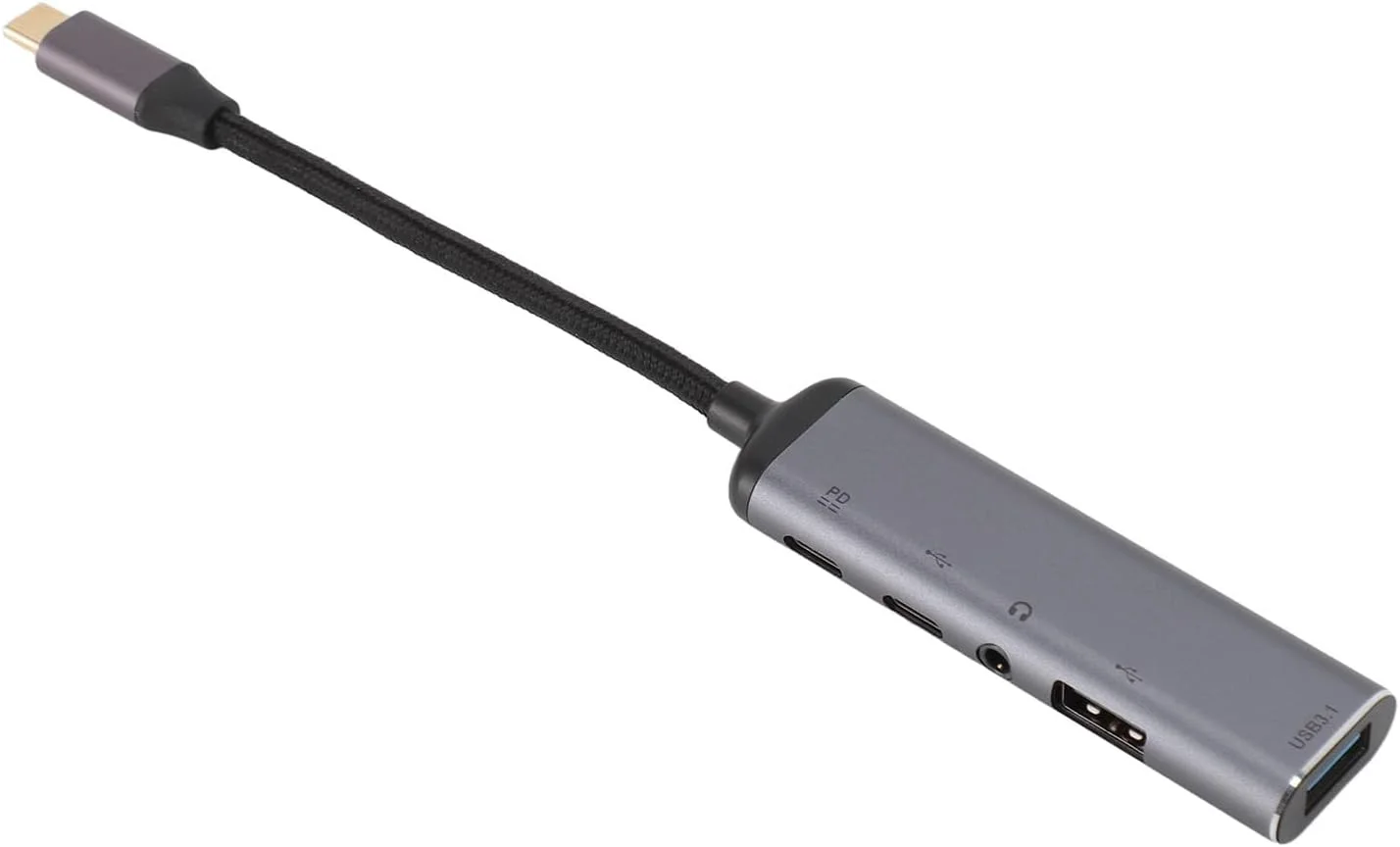هاب USB C آداپتور چند پورت 5 در 1 با جک هدفون 3.5 میلی‌متری، USB3.1، USB2.0 نوع A و پورت شارژ PD برای دستگاه‌ها - پایداری عالی برای کار سیار