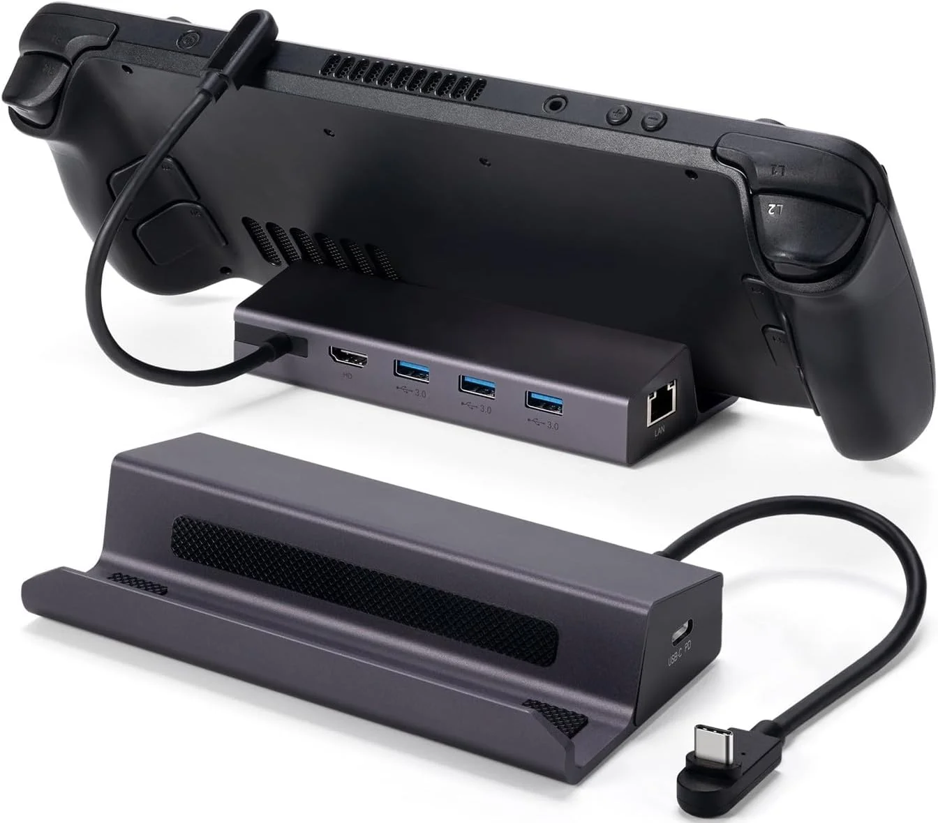 داک استیم دک، ایستگاه داکینگ 6 در 1 PULWTOP برای استیم دک/ROG Ally/Legion Go با HDMI 4K@60Hz، USB A/C 5Gbps، Gigabit RJ45، USB 2.0، ورودی PD 100W