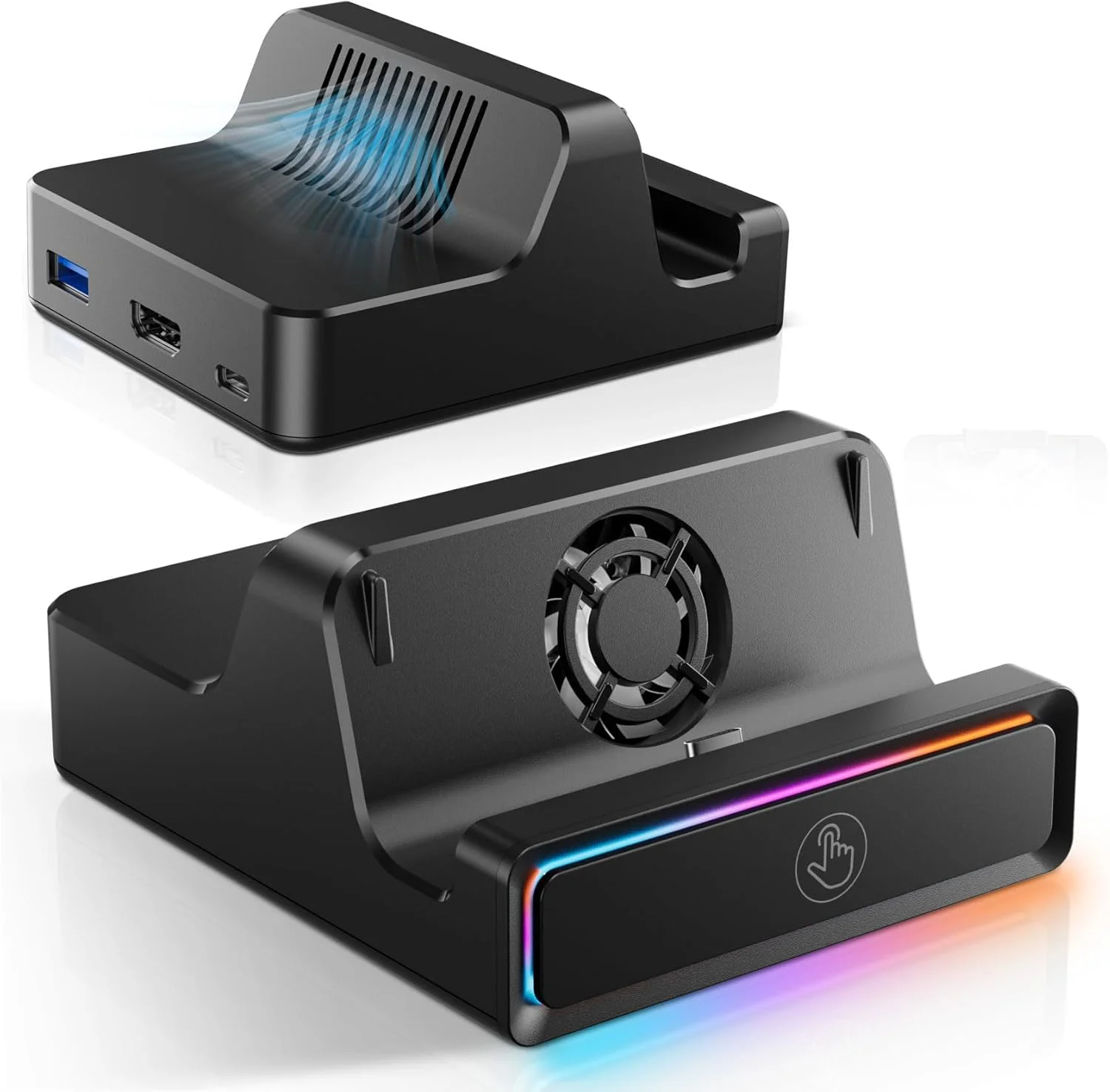داک برای سوییچ 2، ایستگاه اتصال قابل حمل با آداپتور HDMI 4K@60Hz، پورت های USB 3.0، نور RGB و فن خنک کننده، جایگزین داک مسافرتی تلویزیون برای لوازم جانبی نینتندو سوییچ 2