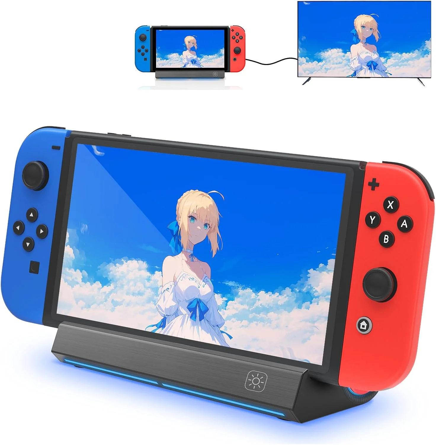 استند داک سوئیچ - استند داک برای سوئیچ / سوئیچ OLED، پایه شارژ قابل حمل سوئیچ با پورت اترنت، خروجی 4K HDMI و 2 پورت USB، جایگزین داک سوئیچ