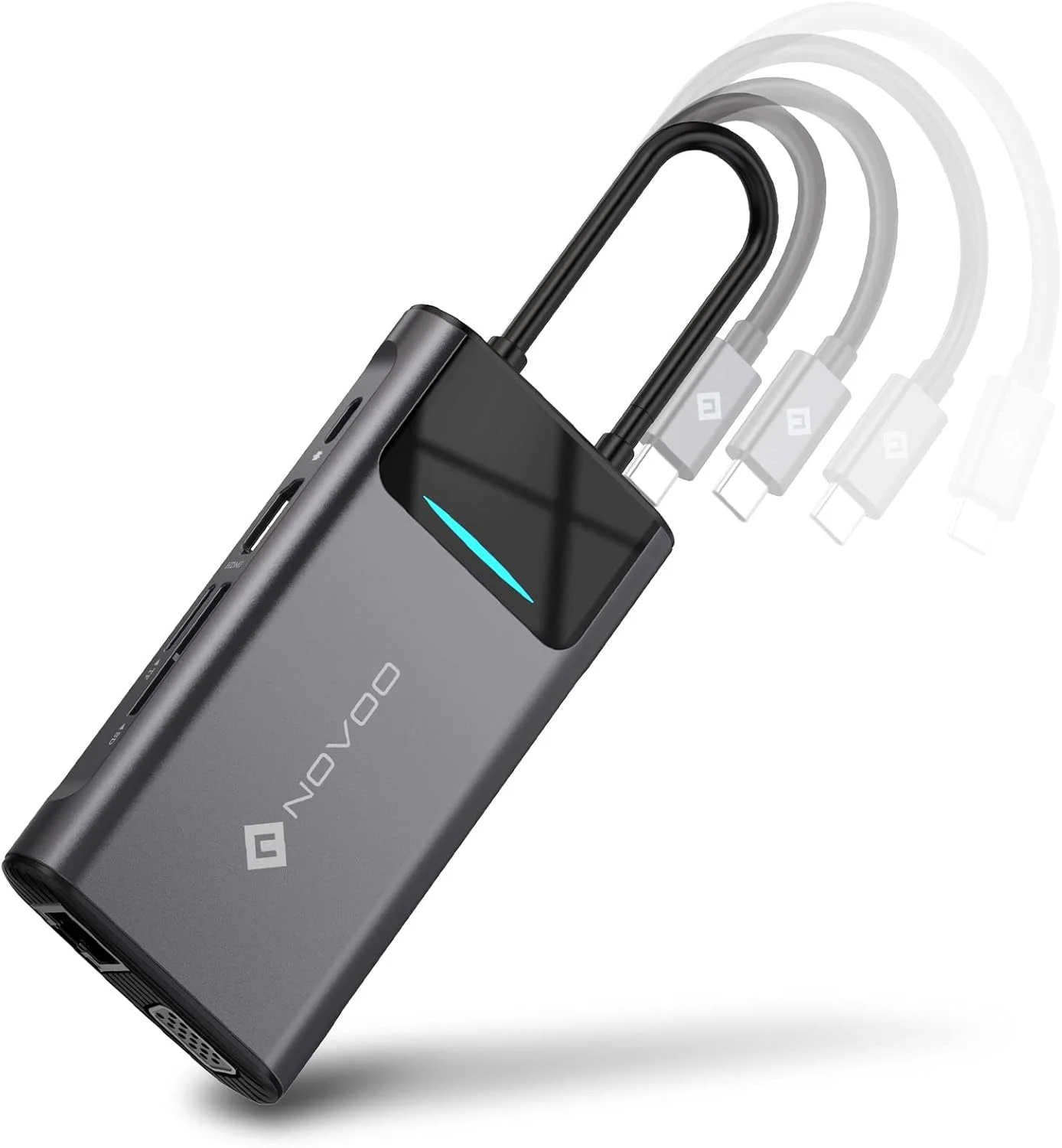 داک استیشن 9 پورت NOVOO، آداپتور USB C یونیورسال به دو HDMI، PD 100W، USB 2.0 برای لنوو/دل/اچ پی/ایسوس/مایکروسافت