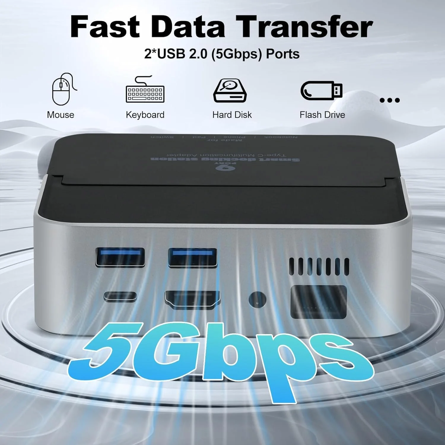 ایستگاه اتصال لپ تاپ NALACAL، هاب چند پورت 9 در 1 USB C با درگاه های HDMI/RJ45/VGA/2 USB-A 3.0/100W PD/SD/TF/3.5mm صدا، هاب ایستگاه اتصال لپ تاپ سازگار با HP، Dell، Surface و غیره