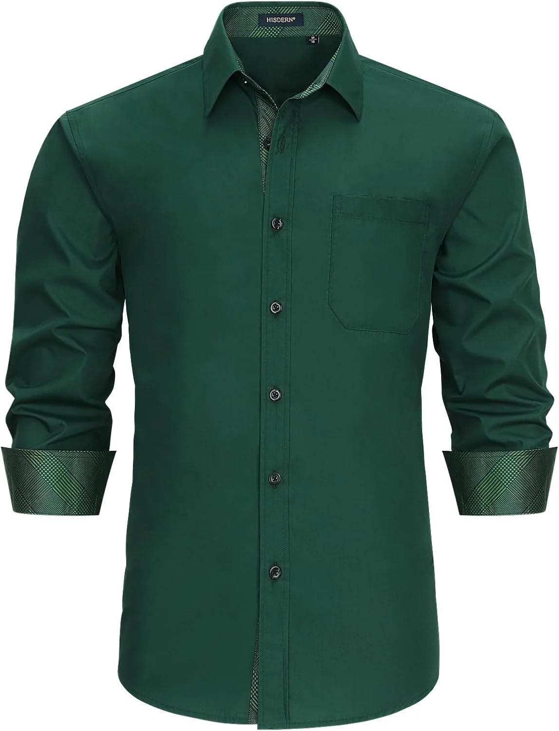پیراهن مردانه HISDERN آستین بلند دکمه دار، پیراهن های غیر رسمی مردانه با تضاد داخلی، پیراهن رسمی تاکسیدو برای عروسی و تجارت