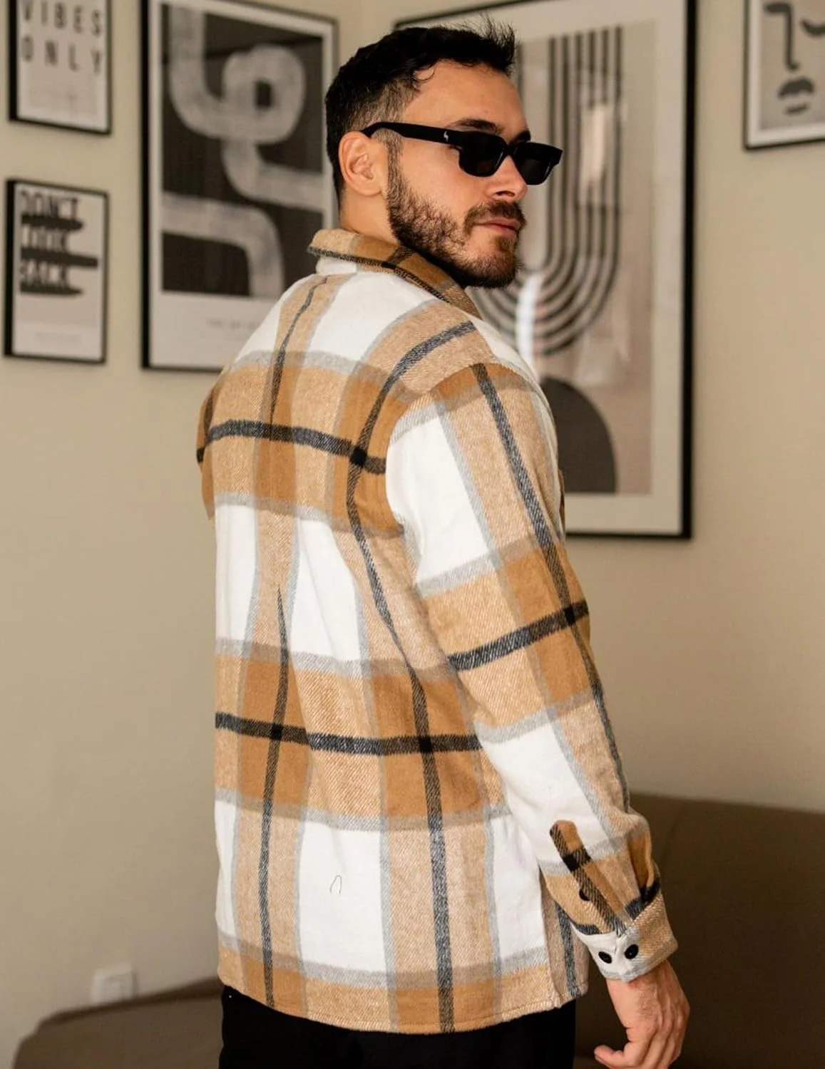 پیراهن های فلانل مردانه COOFANDY، پیراهن چهارخانه دکمه دار غیر رسمی، ژاکت آستین بلند پشمی با جیب