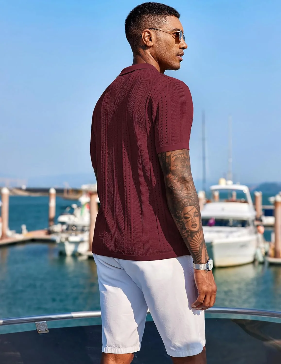 پیراهن بافتنی مردانه COOFANDY آستین کوتاه دکمه دار پیراهن پولو مد روز پیراهن های ساحلی تابستانی غیر رسمی