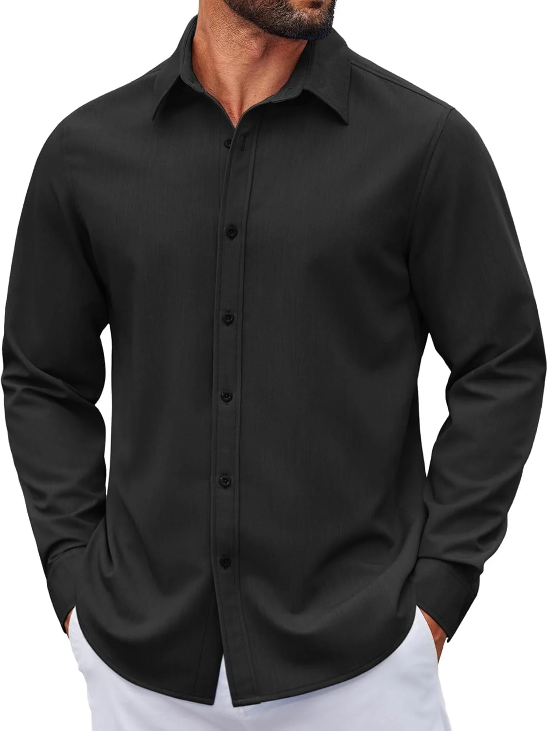 پیراهن مردانه آستین بلند دکمه دار غیررسمی، پیراهن جین بدون چروک