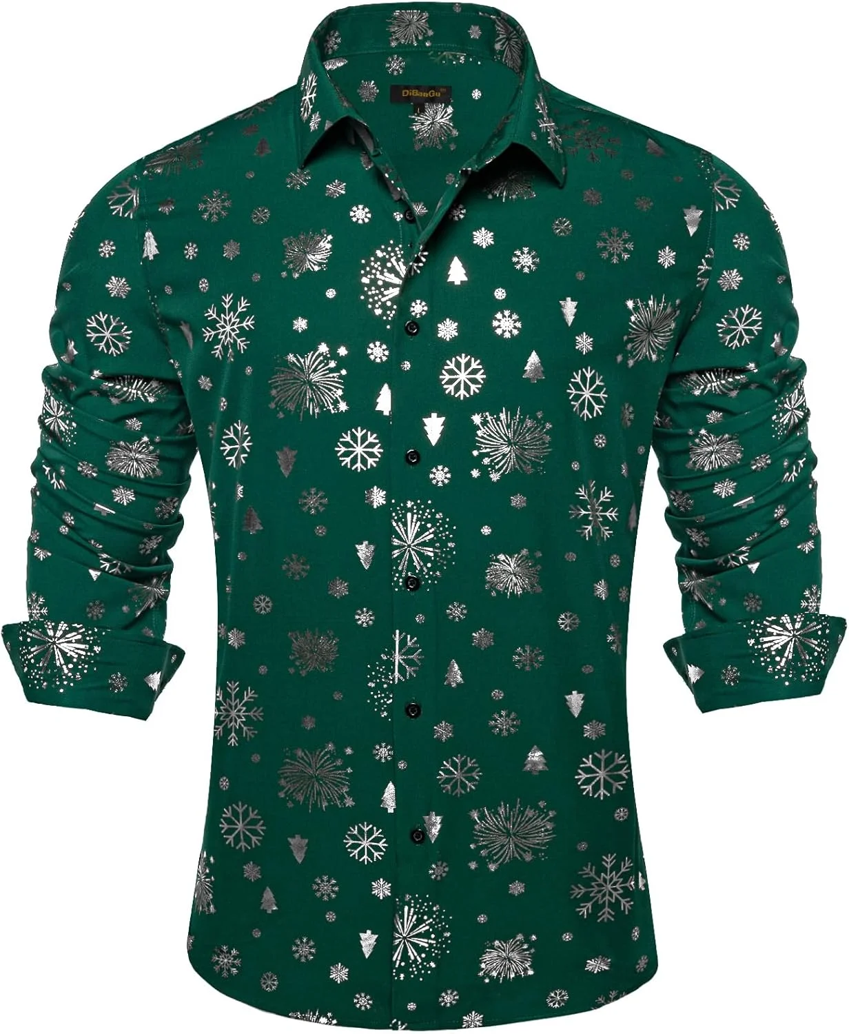 پیراهن مردانه DiBanGu، پیراهن مجلسی آستین بلند طرح گلدار با سنجاق سینه یقه