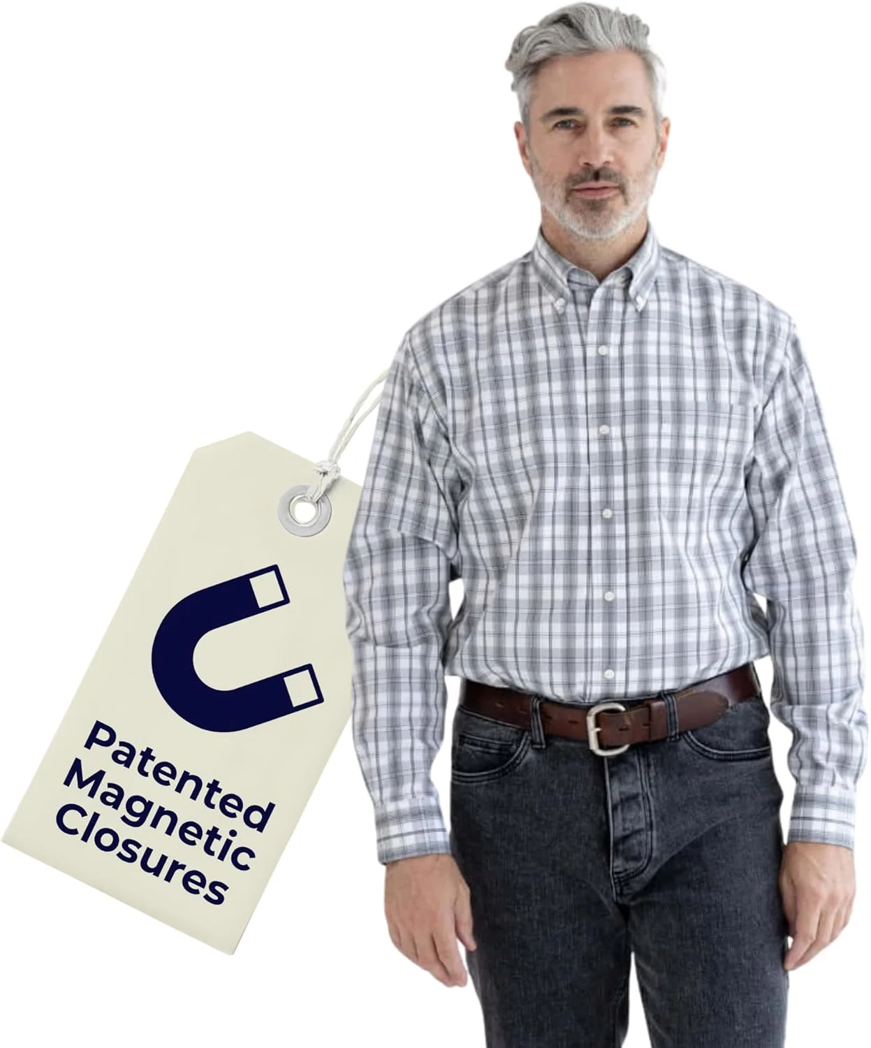 پیراهن مردانه دکمه دار با بست مغناطیسی