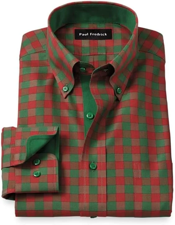 پیراهن مردانه کلاسیک پل فردریک، راحت و کشسان، طرح چهارخانه، بدون نیاز به اتو