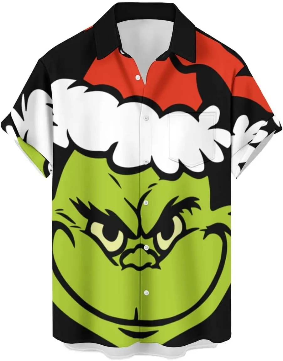 پیراهن مردانه آستین کوتاه دکمه دار طرح گل هاوایی مناسب تعطیلات و ساحل سایز بزرگ