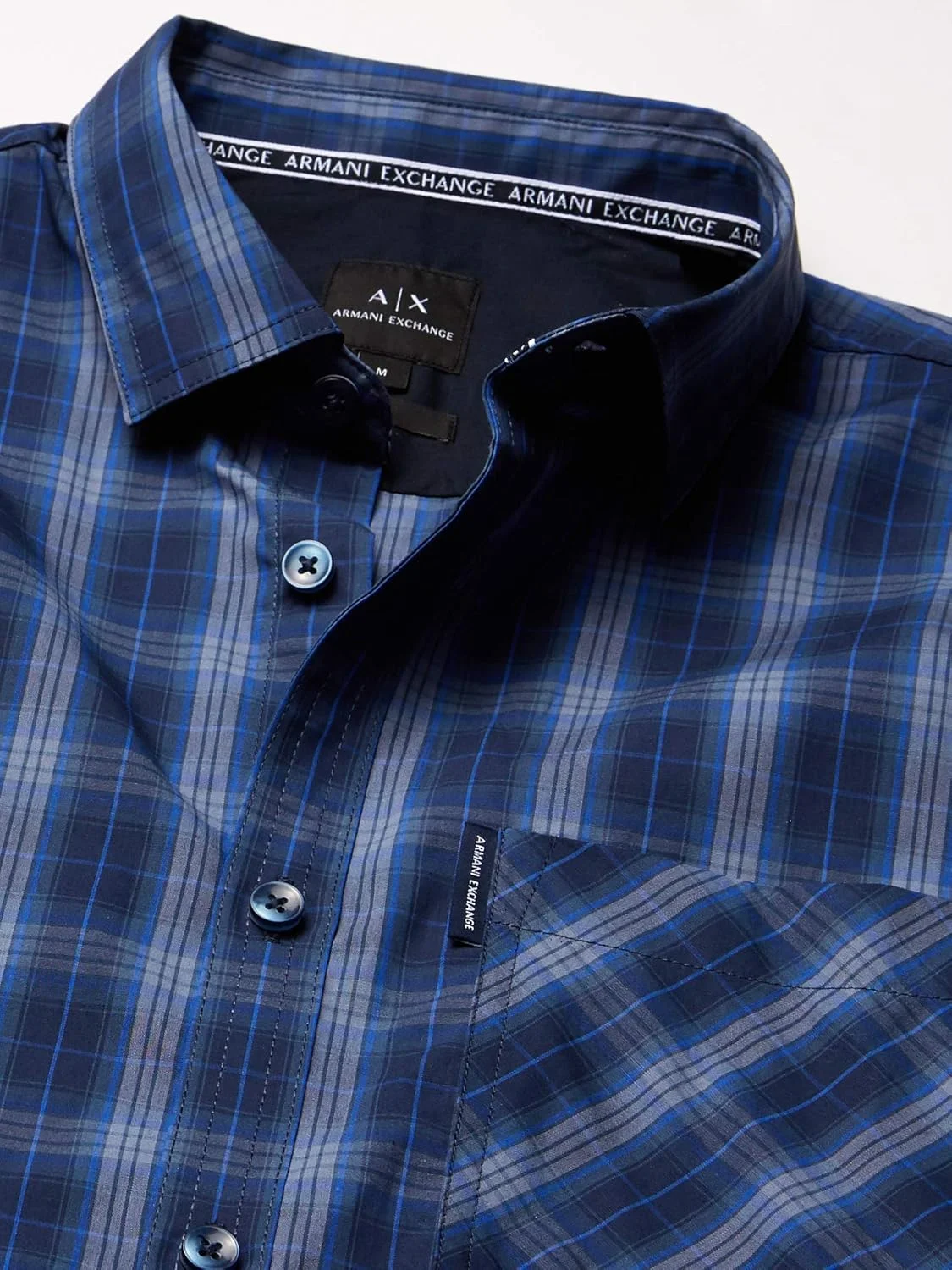 پیراهن آستین بلند مردانه آرمانی اکسچنج طرح چهارخانه