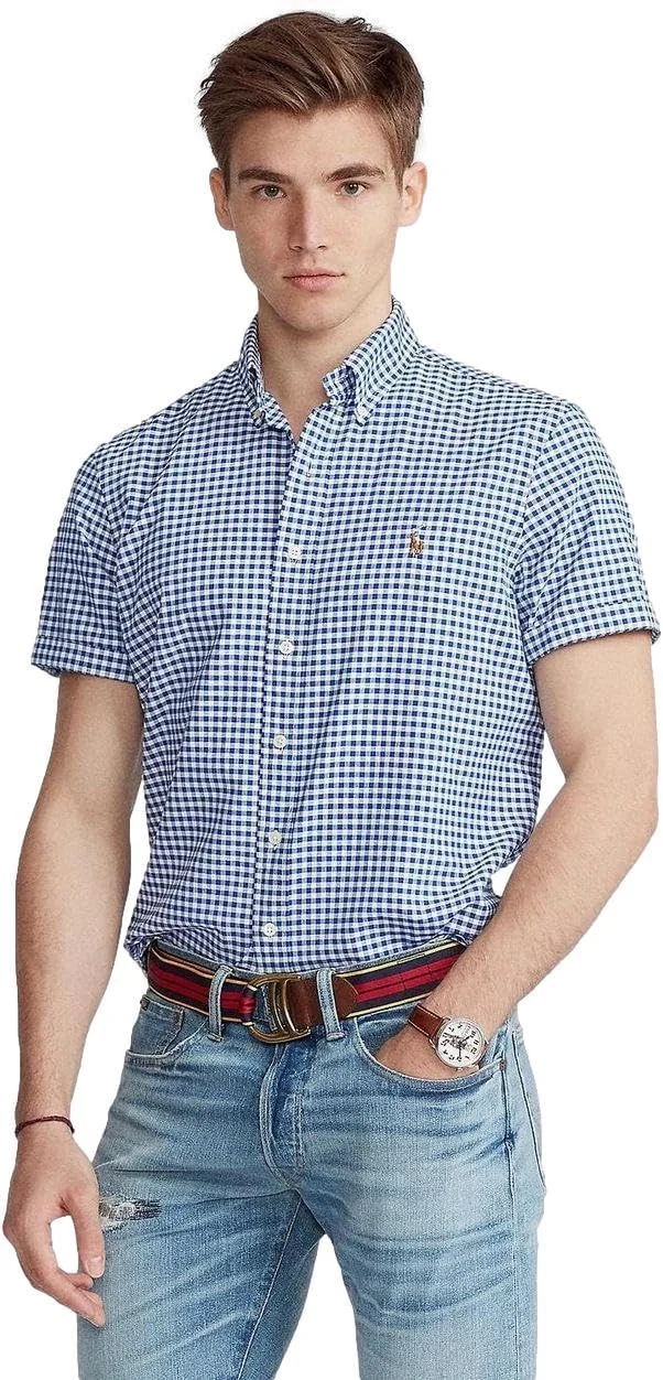 پیراهن آکسفورد آستین کوتاه مردانه مدل کلاسیک پولو رالف لورن