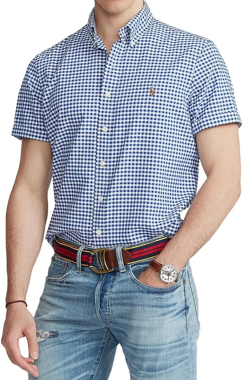 پیراهن آکسفورد آستین کوتاه مردانه مدل کلاسیک پولو رالف لورن