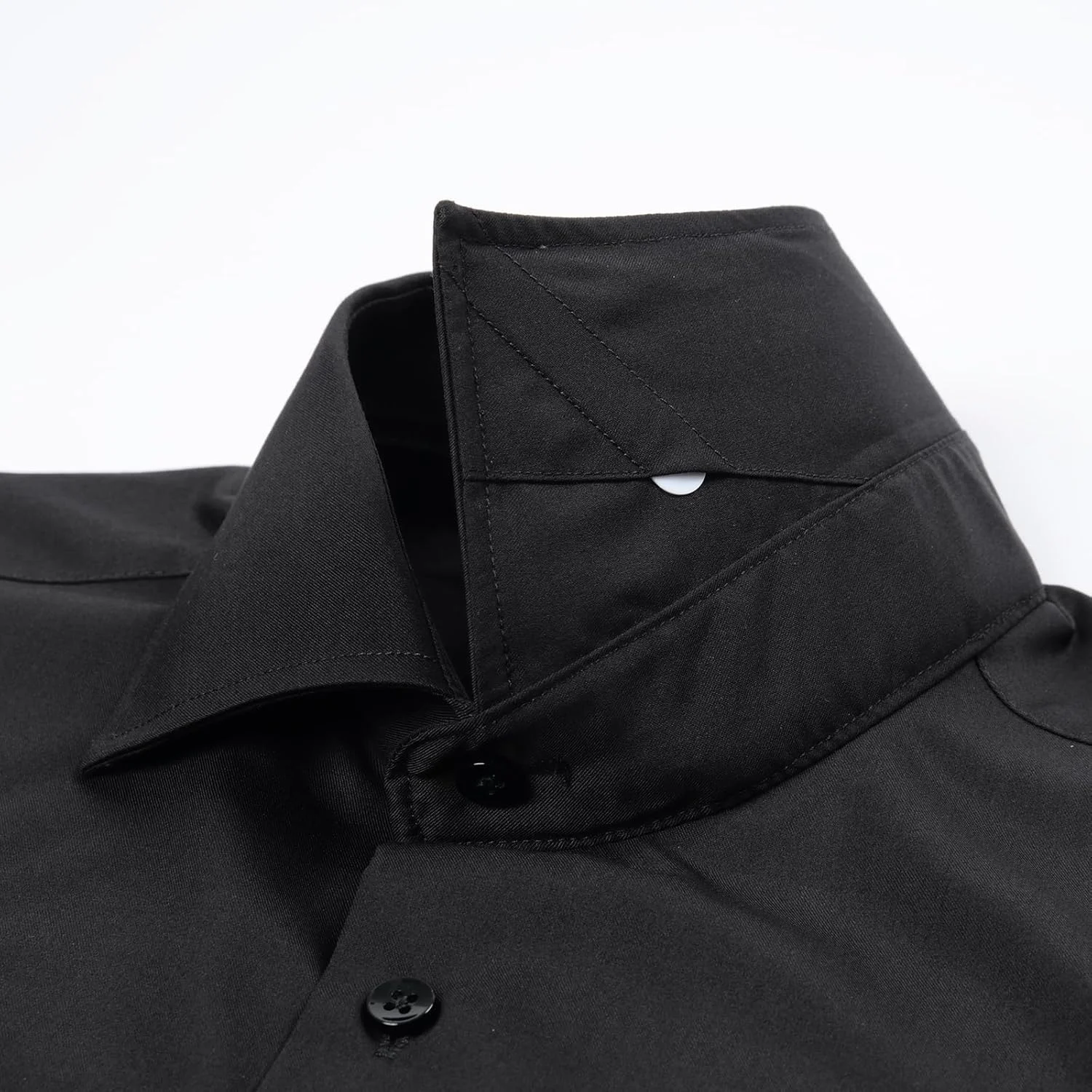 پیراهن مردانه آستین بلند یقه دیپلمات کشی با دکمه سردست و نگهدارنده یقه جداشدنی