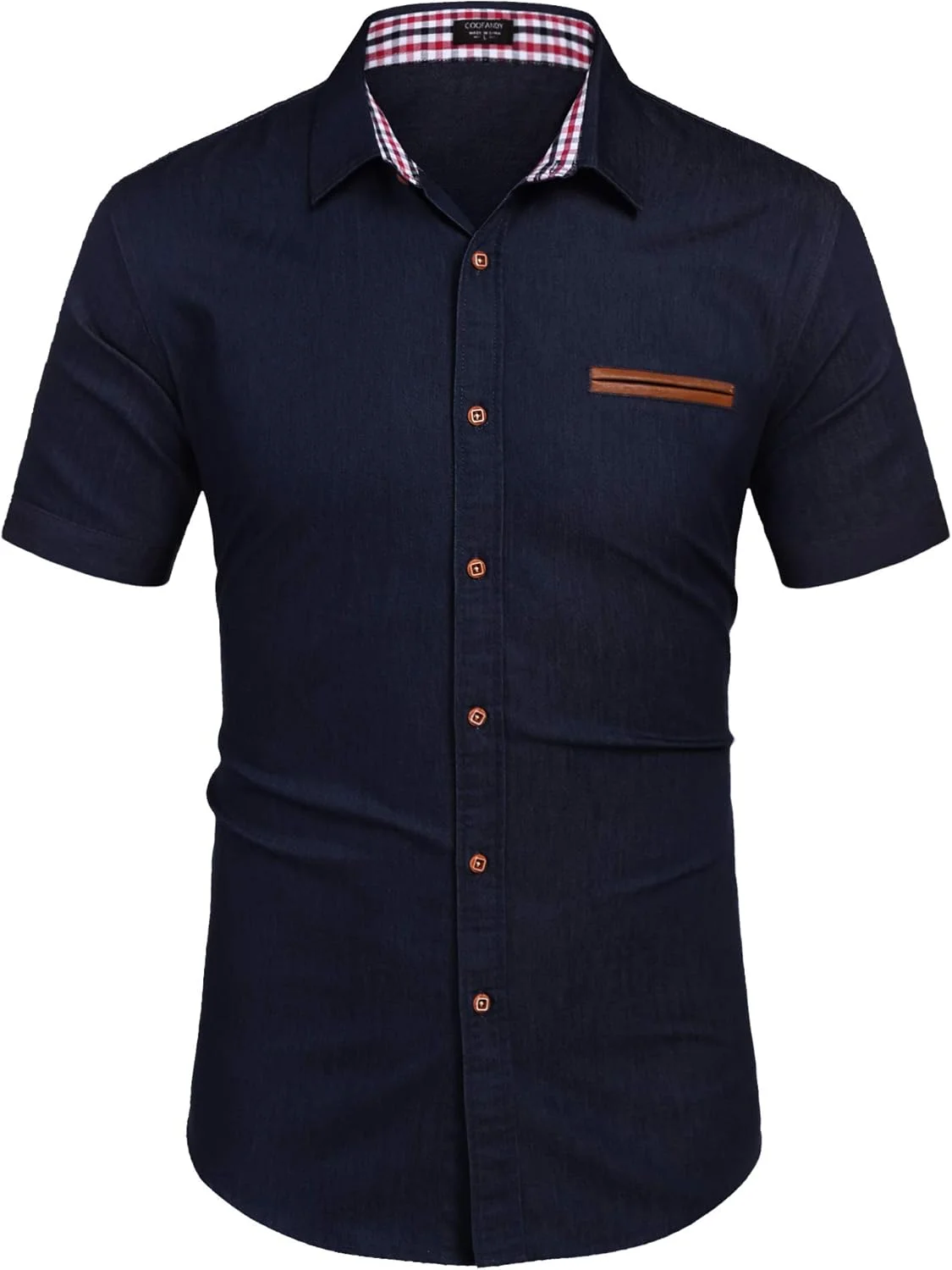 پیراهن آستین کوتاه مردانه دکمه دار COOFANDY، طرح چهارخانه یقه، مناسب کار و استایل کژوال