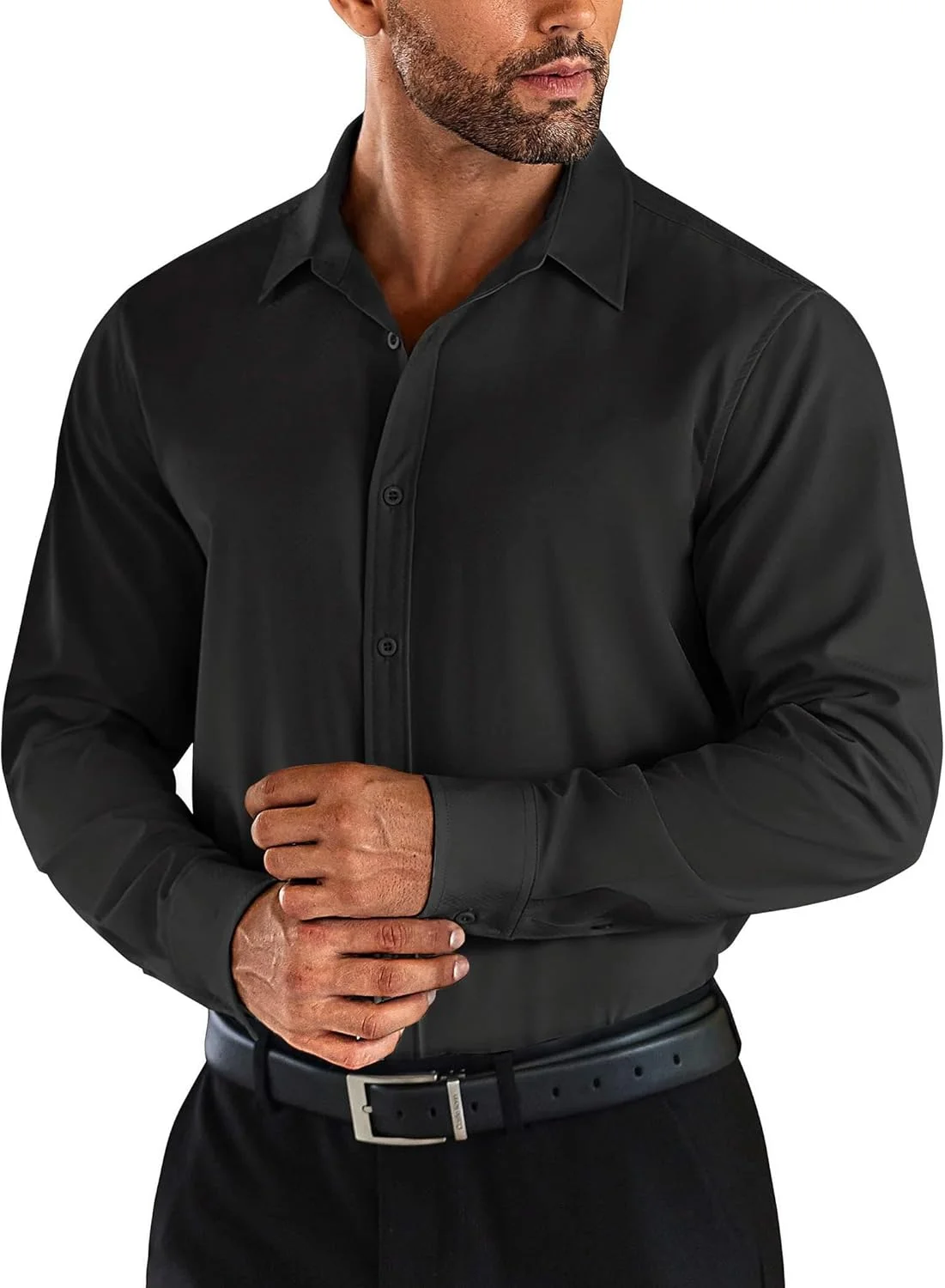 پیراهن مردانه آستین بلند دکمه دار COOFANDY، پیراهن های کشباف و خوش فرم، پیراهن های یقه کمپ