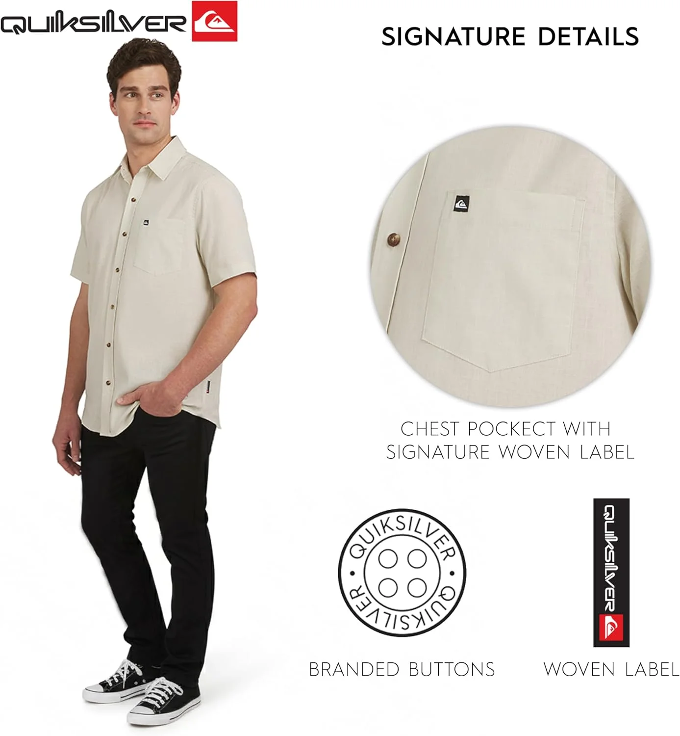 پیراهن آستین کوتاه دکمه دار مردانه کویک سیلور با الیاف نخی ممتاز و برش معمولی پیراهن آستین کوتاه دکمه دار مردانه کویک سیلور با الیاف نخی ممتاز و برش معمولی