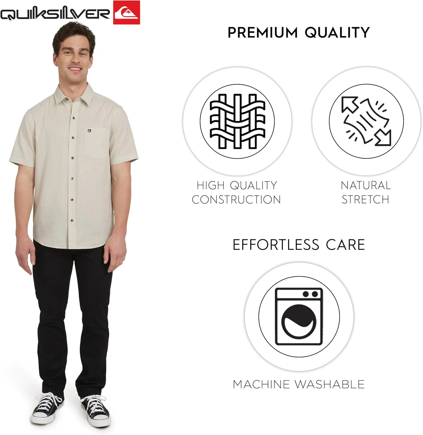 پیراهن آستین کوتاه دکمه دار مردانه کویک سیلور با الیاف نخی ممتاز و برش معمولی پیراهن آستین کوتاه دکمه دار مردانه کویک سیلور با الیاف نخی ممتاز و برش معمولی