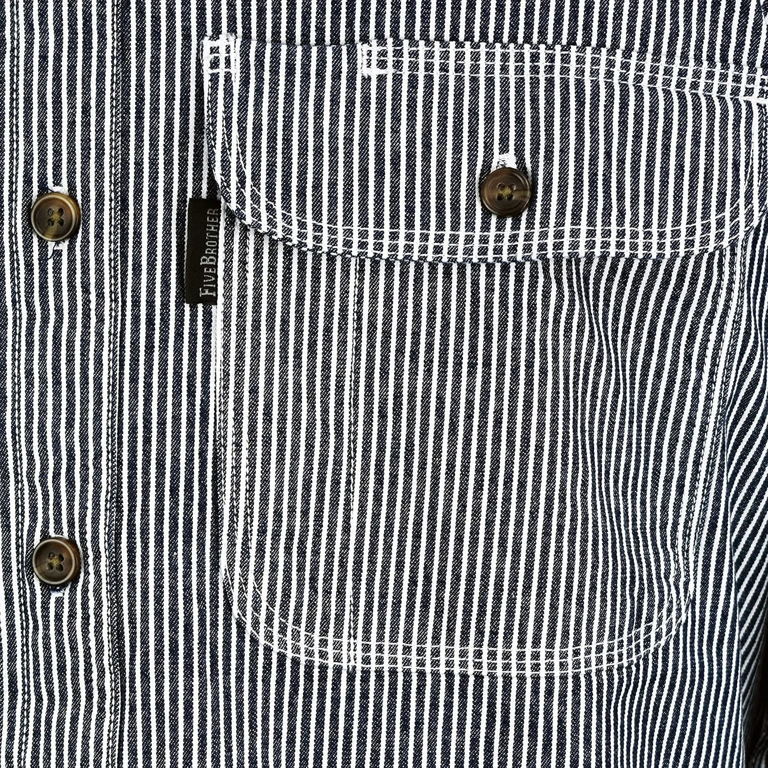 پیراهن آستین بلند مردانه فایو برادر مدل Flex-Denim Hickory Stripe Logger | دکمه دار پیراهن آستین بلند مردانه فایو برادر مدل Flex-Denim Hickory Stripe Logger | دکمه دار