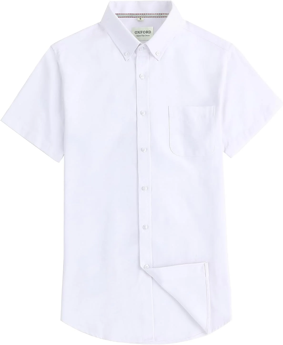 پیراهن آکسفورد نخی مردانه آستین کوتاه دکمه دار مناسب استایل کژوال و رسمی به همراه جیب سینه، ایده آل برای هدیه