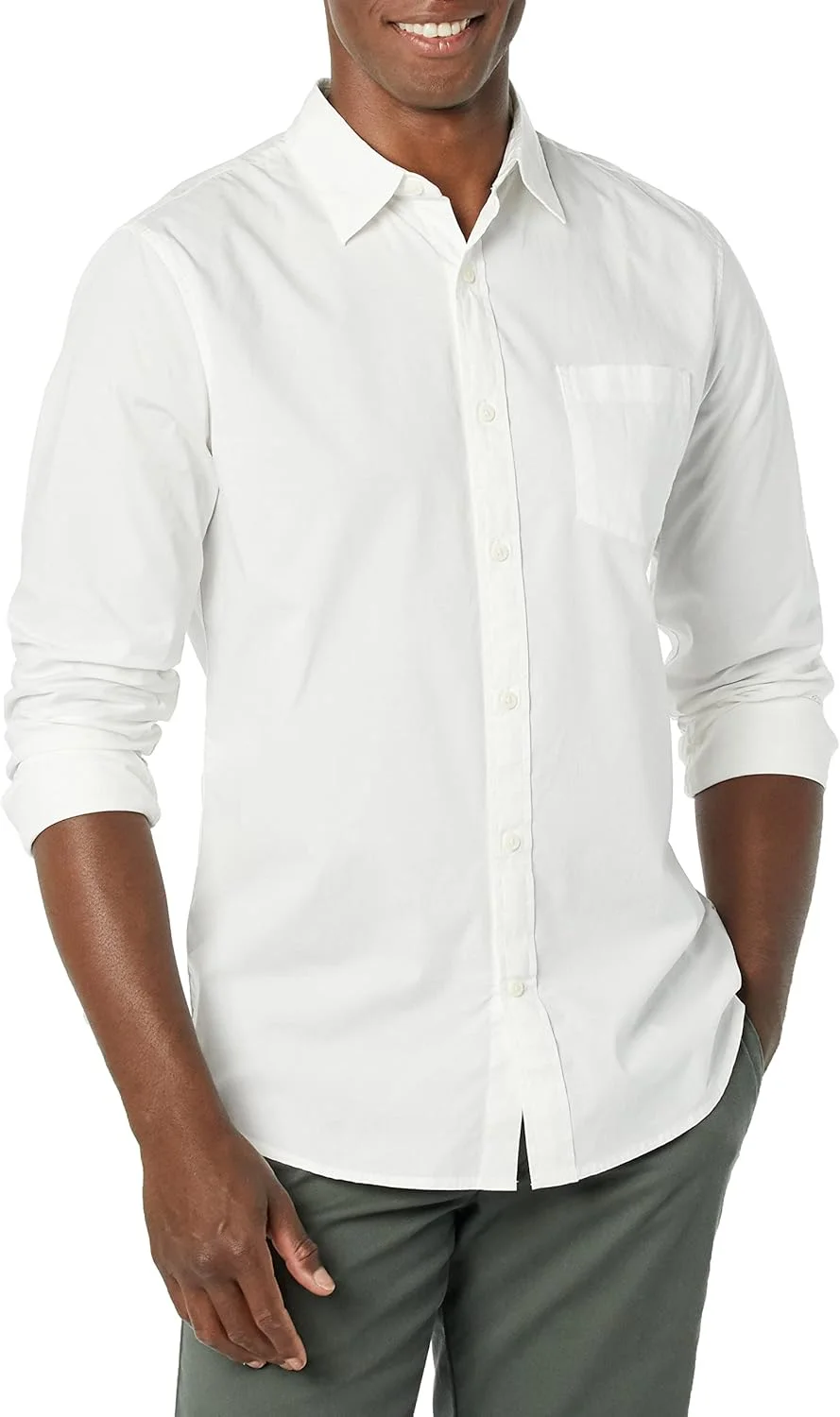 پیراهن آستین بلند مردانه آمازون اسنشالز، مدل Slim-Fit و کشی