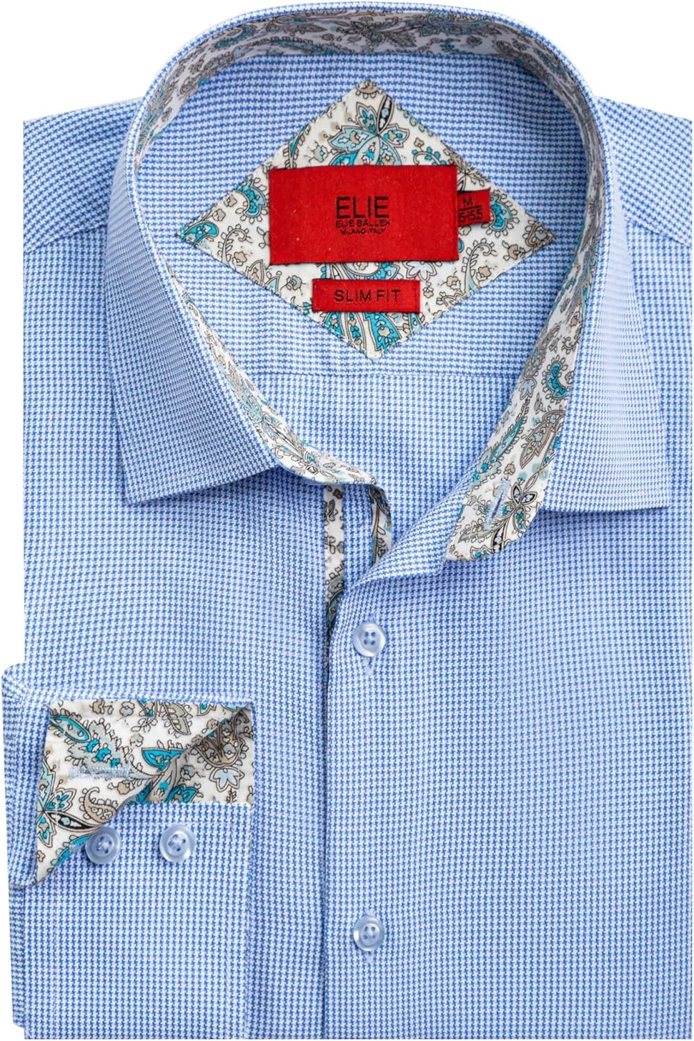 پیراهن مردانه اسلیم فیت Elie Balleh با طرح Houndstooth، دکمه دار، با کشسانی طبیعی و طراحی متمایز - تصویر 2 پیراهن مردانه اسلیم فیت Elie Balleh با طرح Houndstooth، دکمه دار، با کشسانی طبیعی و طراحی متمایز - تصویر 2