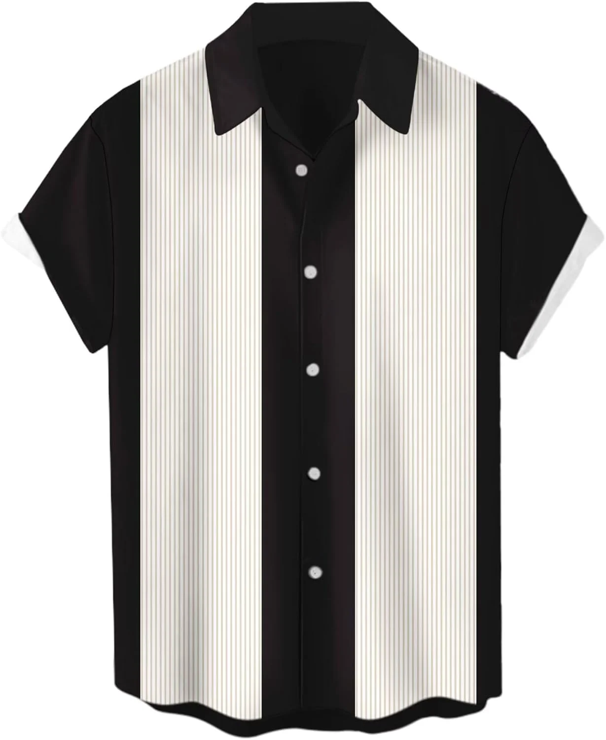 پیراهن آستین کوتاه مردانه دکمه دار طرح هاوایی، سبک قدیمی دهه 1950، مناسب بولینگ