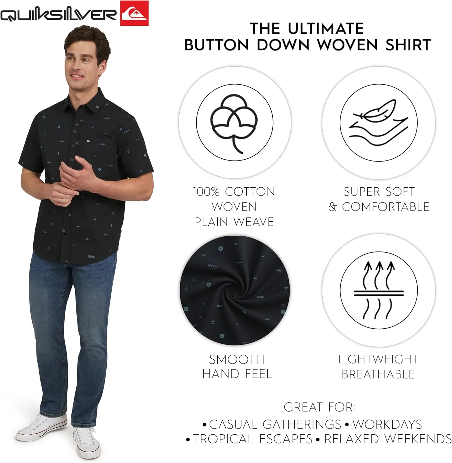 پیراهن آستین کوتاه مردانه کویک سیلور، بافت نرم و پنبهای ممتاز، دکمهدار، برش معمولی پیراهن آستین کوتاه مردانه کویک سیلور، بافت نرم و پنبهای ممتاز، دکمهدار، برش معمولی