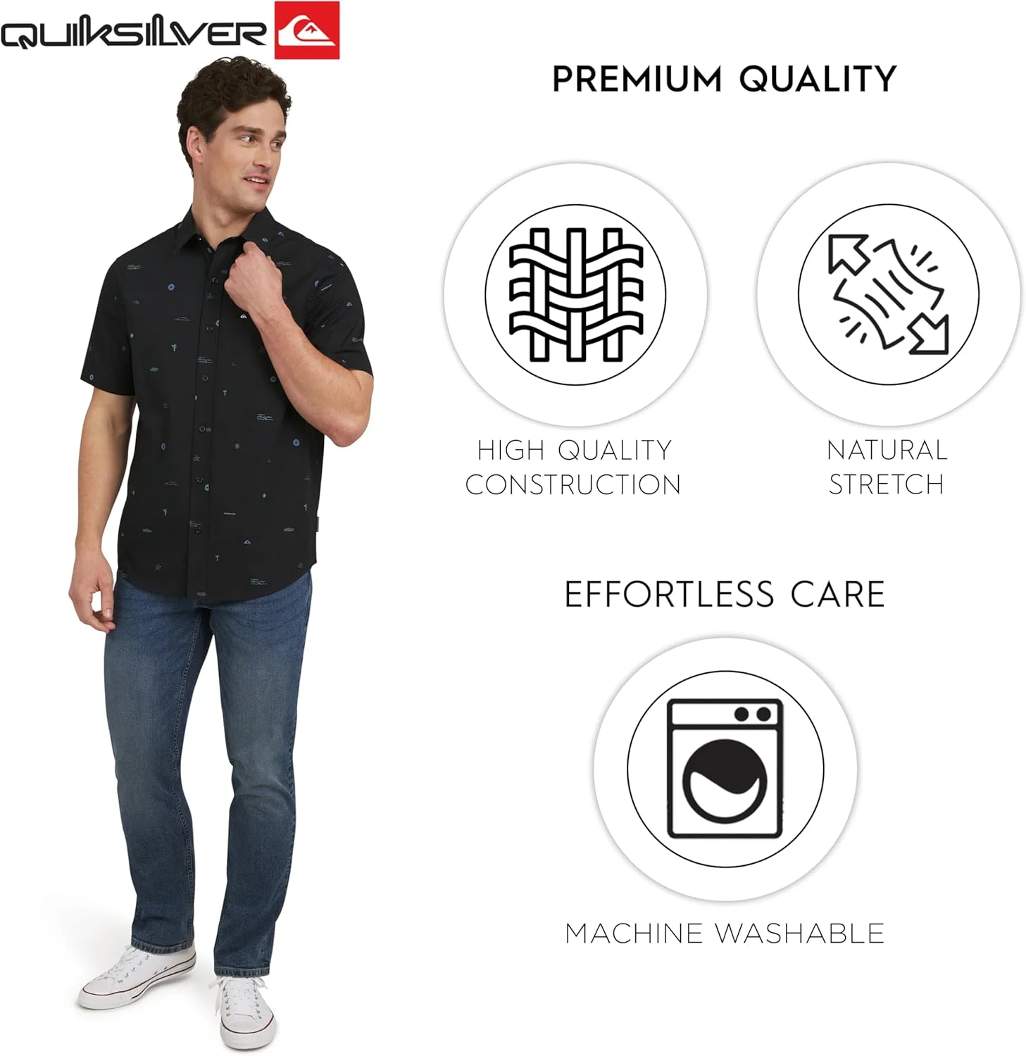 پیراهن آستین کوتاه مردانه کویک سیلور، بافت نرم و پنبهای ممتاز، دکمهدار، برش معمولی پیراهن آستین کوتاه مردانه کویک سیلور، بافت نرم و پنبهای ممتاز، دکمهدار، برش معمولی