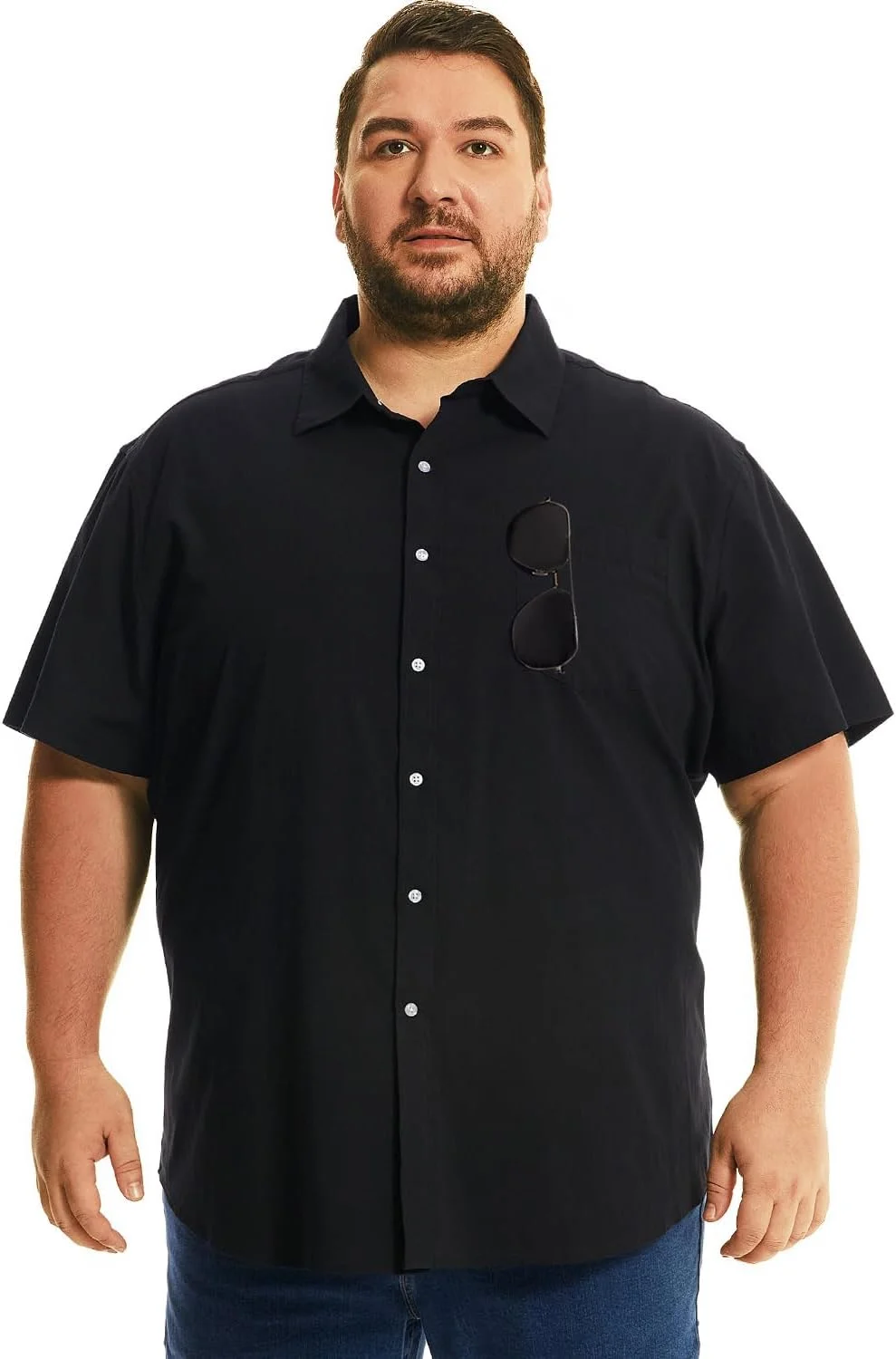 پیراهن مردانه دکمه دار پنبه ای سایز بزرگ HOdo 2XL-6XL