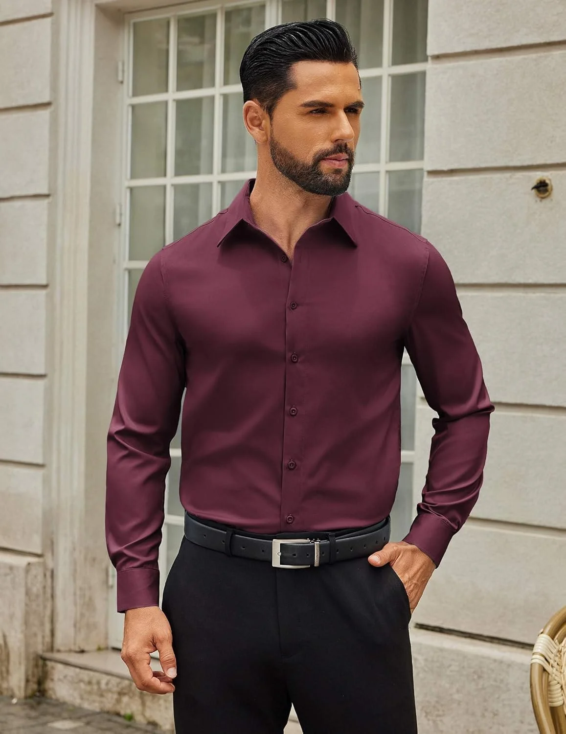 پیراهن مردانه آستین بلند دکمه دار COOFANDY، مدل کلاسیک، مناسب برای محیط کار و استفاده روزمره