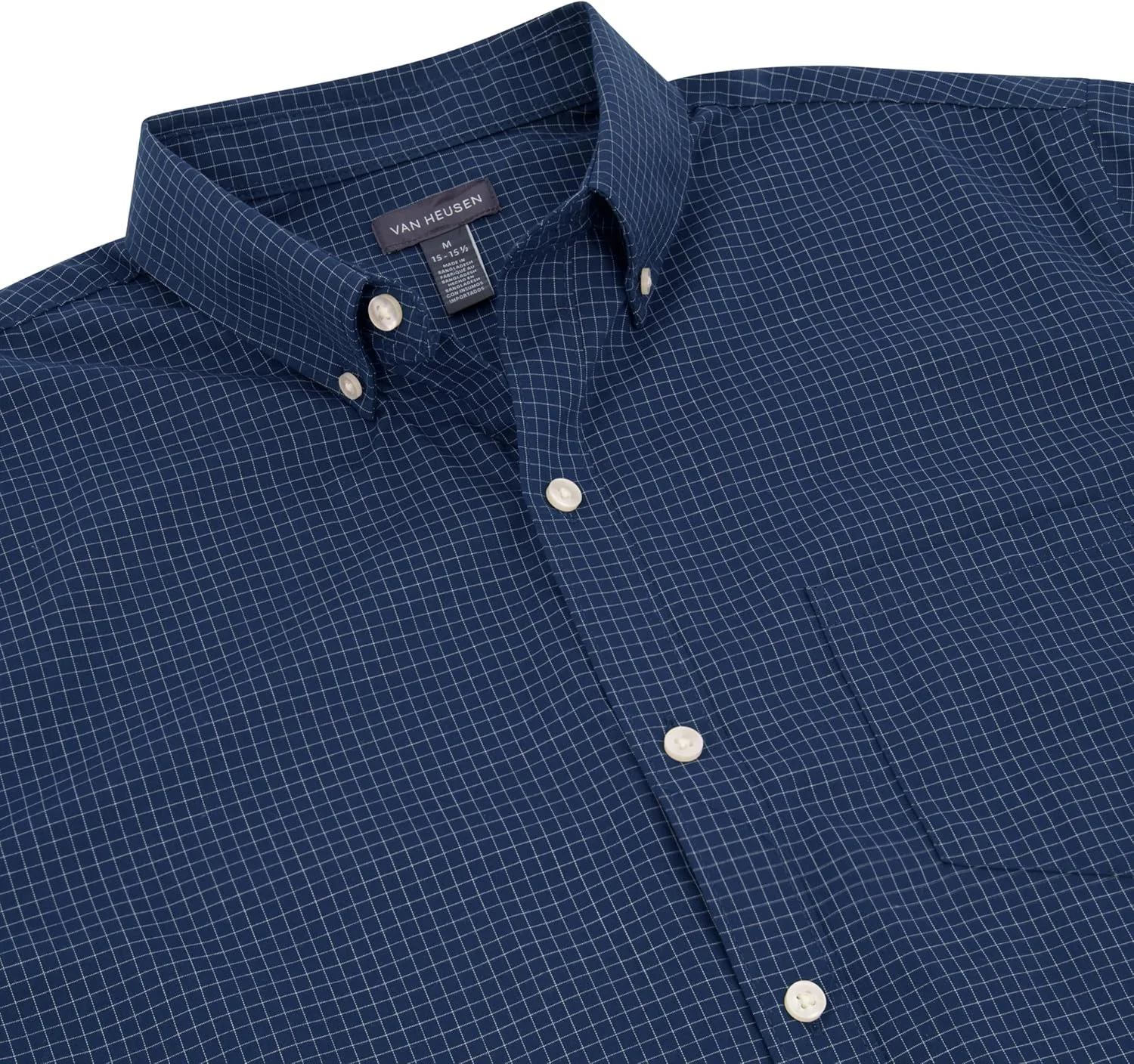 پیراهن مردانه آستین کوتاه دکمه دار ون هیزن با طرح چهارخانه و ضد چروک