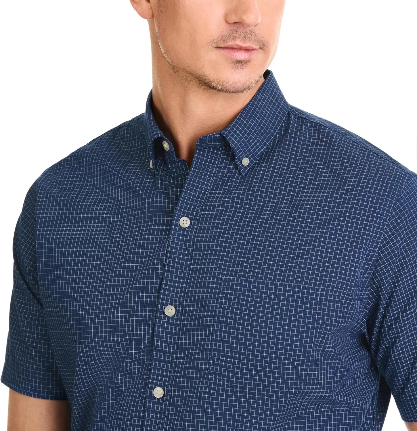 پیراهن مردانه آستین کوتاه دکمه دار ون هیزن با طرح چهارخانه و ضد چروک